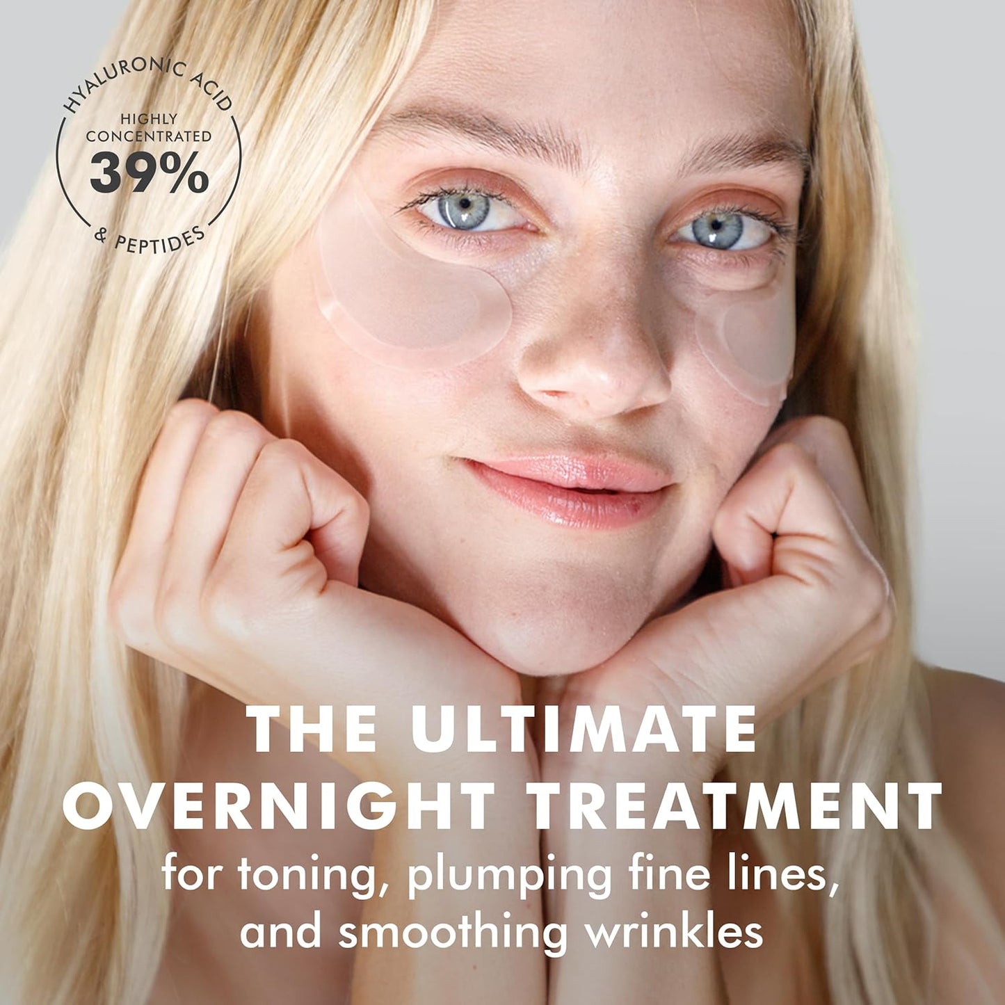 skyn ICELAND Dissolving Microneedle Under Eye Patches with 39% Hyaluronic Acid and Peptides, No Slip Overnight Eye Mask for Fine Lines, Wrinkles and Firming, Vegan, All Skin Types, 8 Pairs