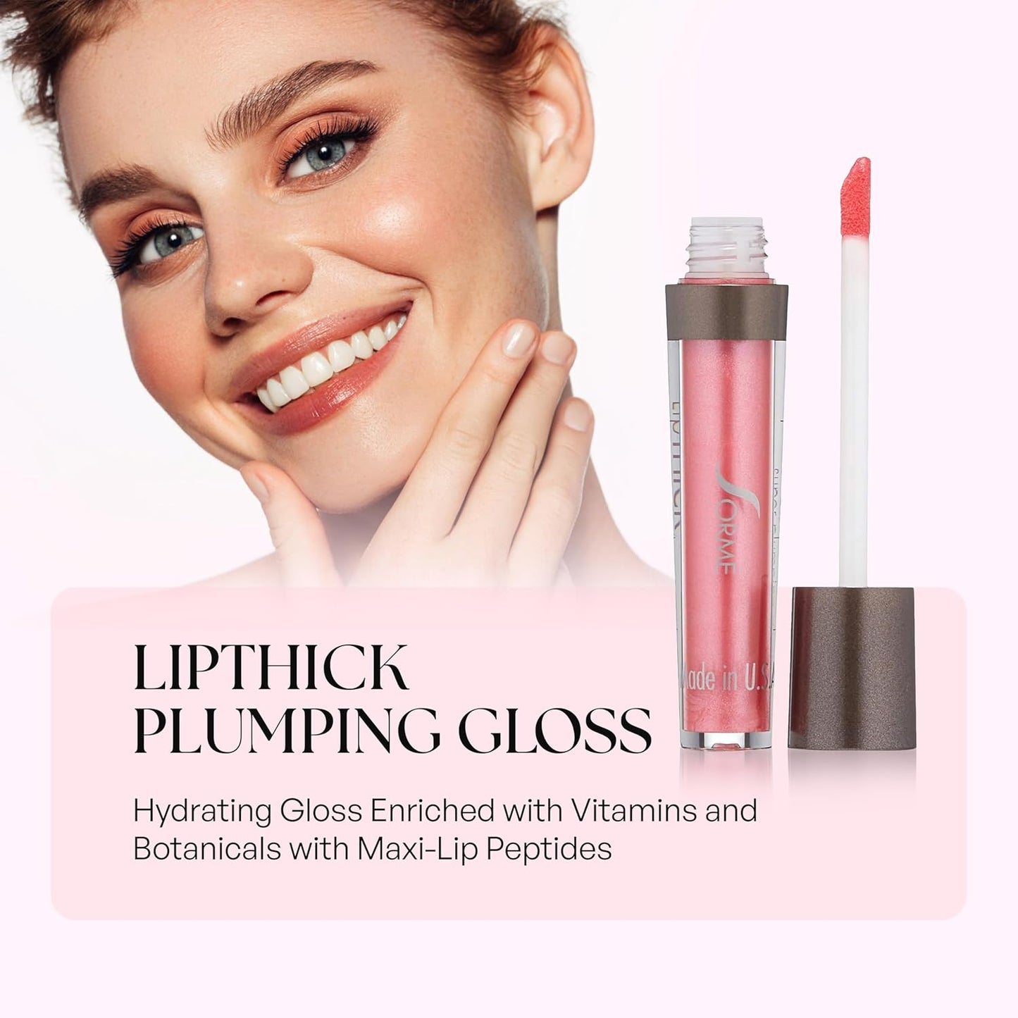 Sorme Lip Thick Plumping Gloss - Hydrating Lip Plumper with Peptides, Aloe & Vitamins - Non-Sticky, High-Shine Lip Gloss for Fuller-Looking Lips - Paraben-Free, Cruelty-Free - 3.1 ml