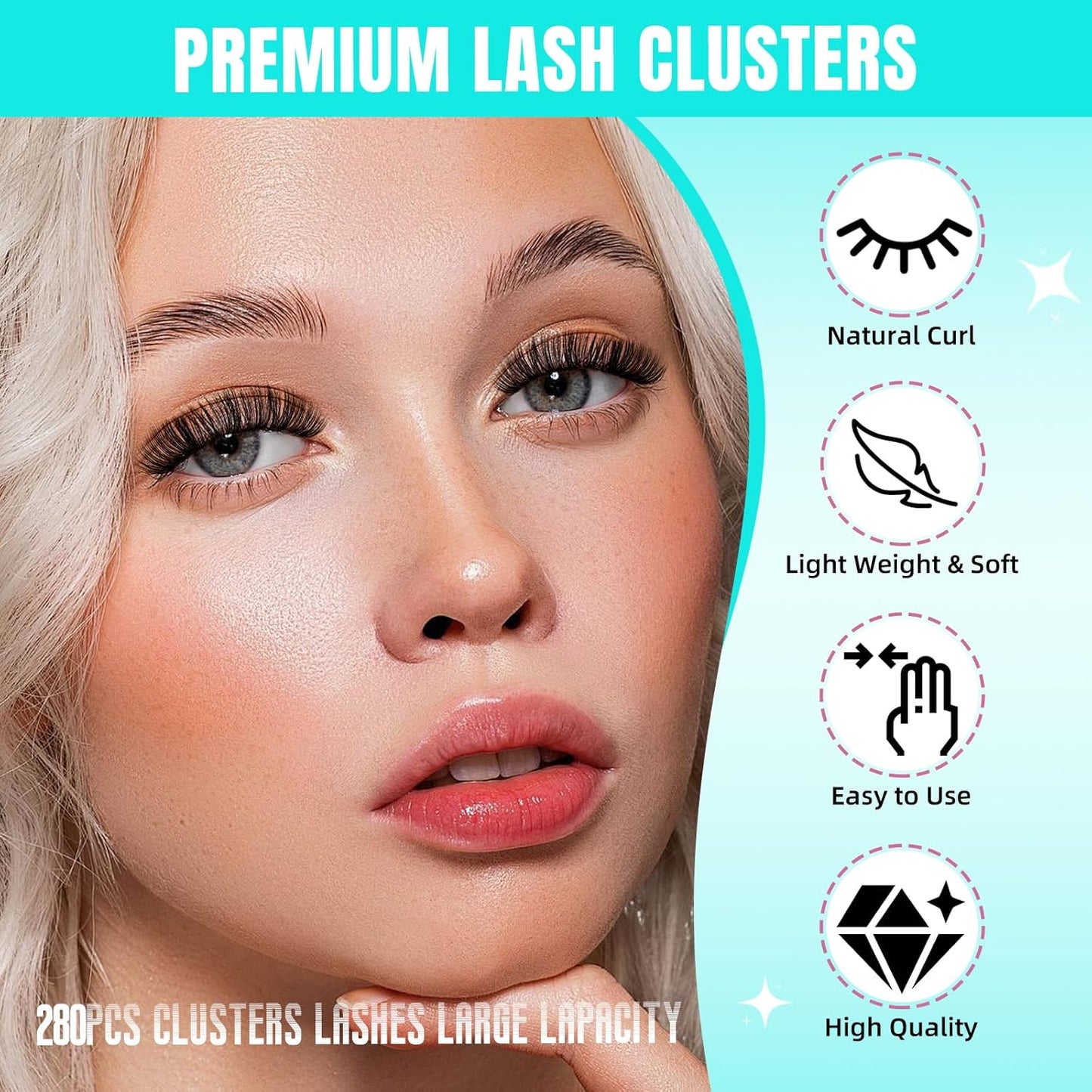 Lash Clusters Wispy 280PCS Eyelash Extension 80D Cluster Lashes Individual Lashes DIY Lash Extension Natural Look Cluster Eyelash Extensions Soft False Eyelashes at Home for Beginners(10mm)