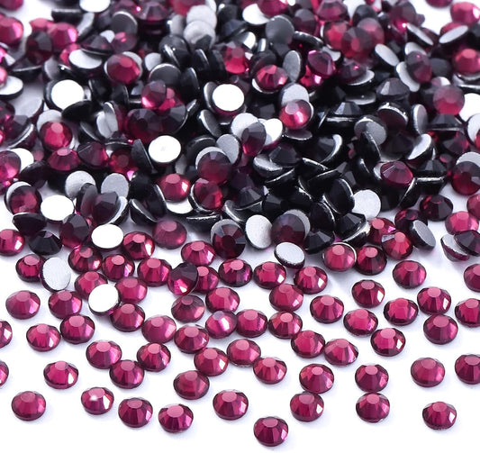 Purple Flatback Rhinestones, Glass Rhinestones for Nail Art and Craft, Glue Fix, Loose Crystal
