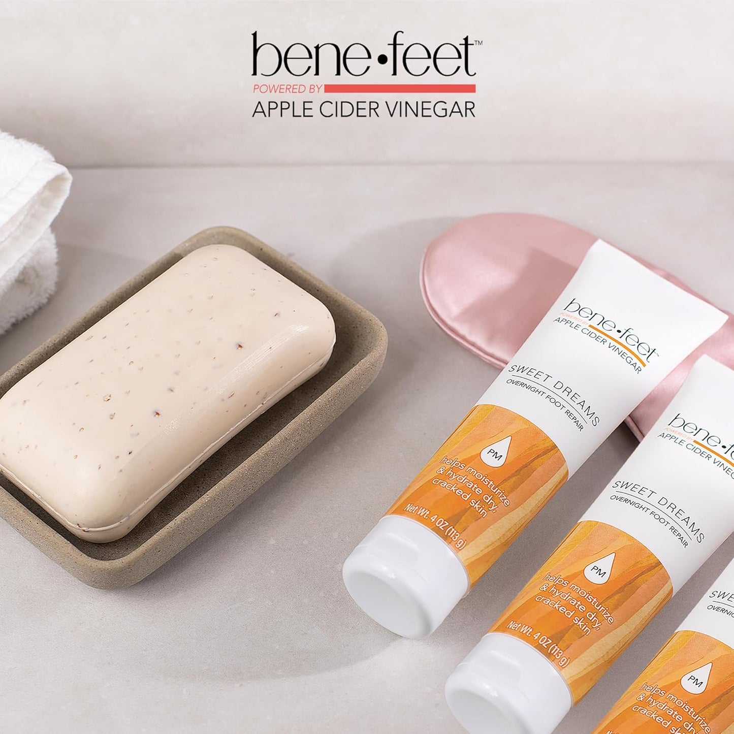 Benefeet Sweet Dreams Overnight Foot Repair - Night Cream for Detox, Moisturize & Soften Dry Cracked Skin, With Apple Cider Vinegar, Turmeric & Borage Oil, 4oz (3 Pack)