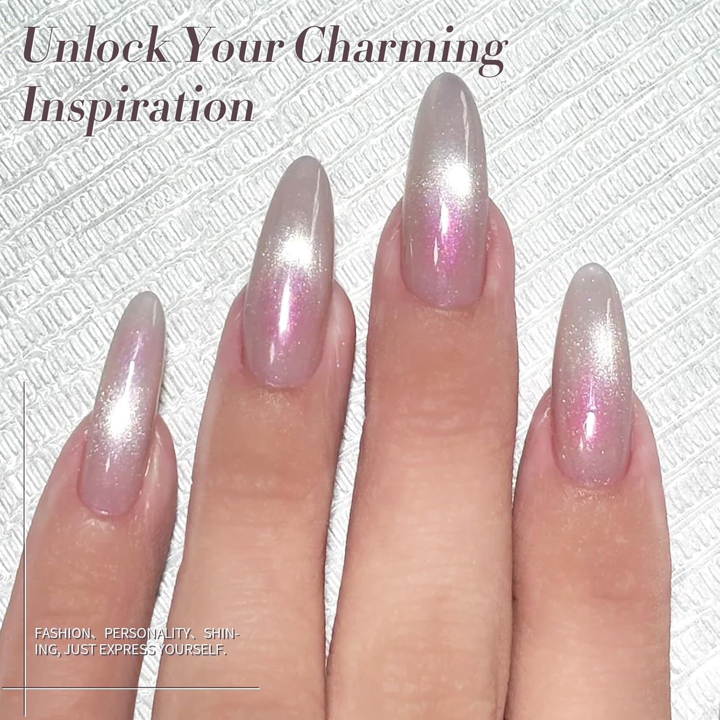 Born Pretty Magnetic Gel Nail Polish Set,Cat Magnetic Eye Gel Jelly Glass Crystal Magnetic Gel Polish Nail Art Manicure Kit 6PCS