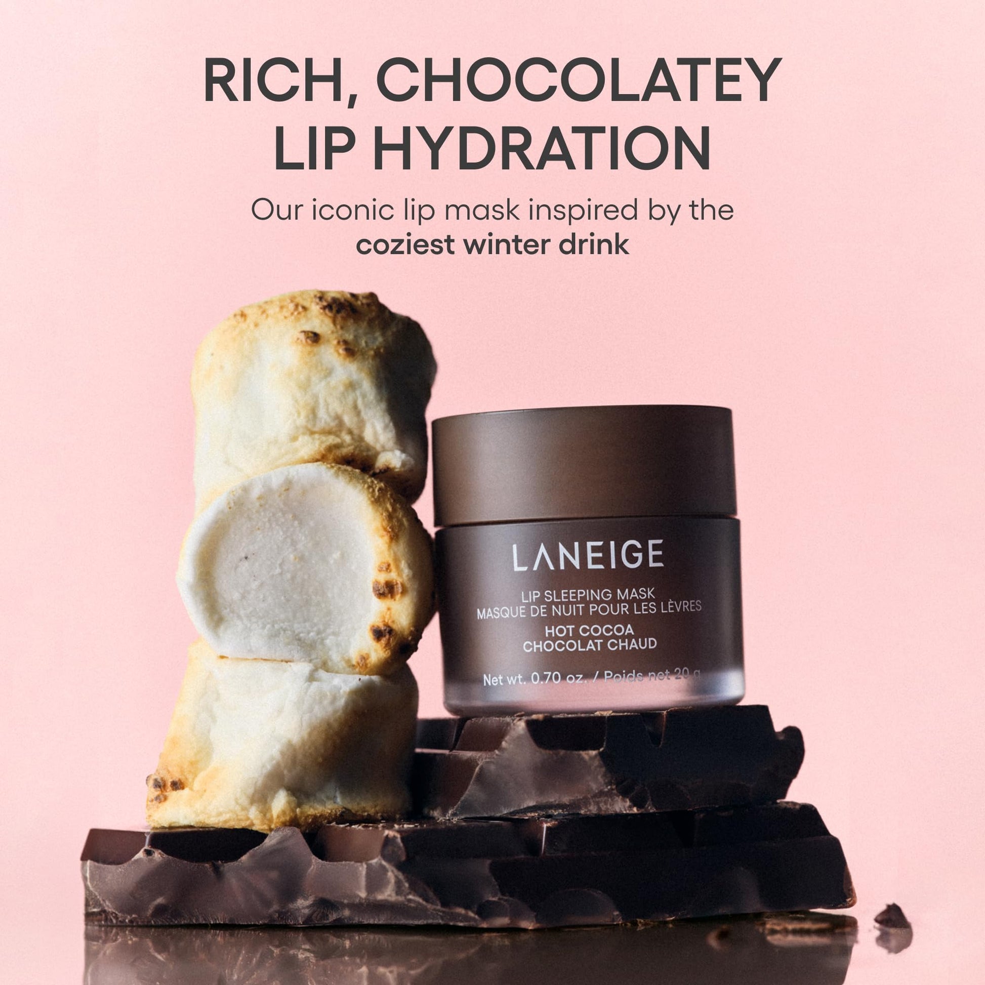 LANEIGE Lip Sleeping Mask, Hot Cocoa: Nourishing Overnight Lip Treatment with Vitamin C, Shea &