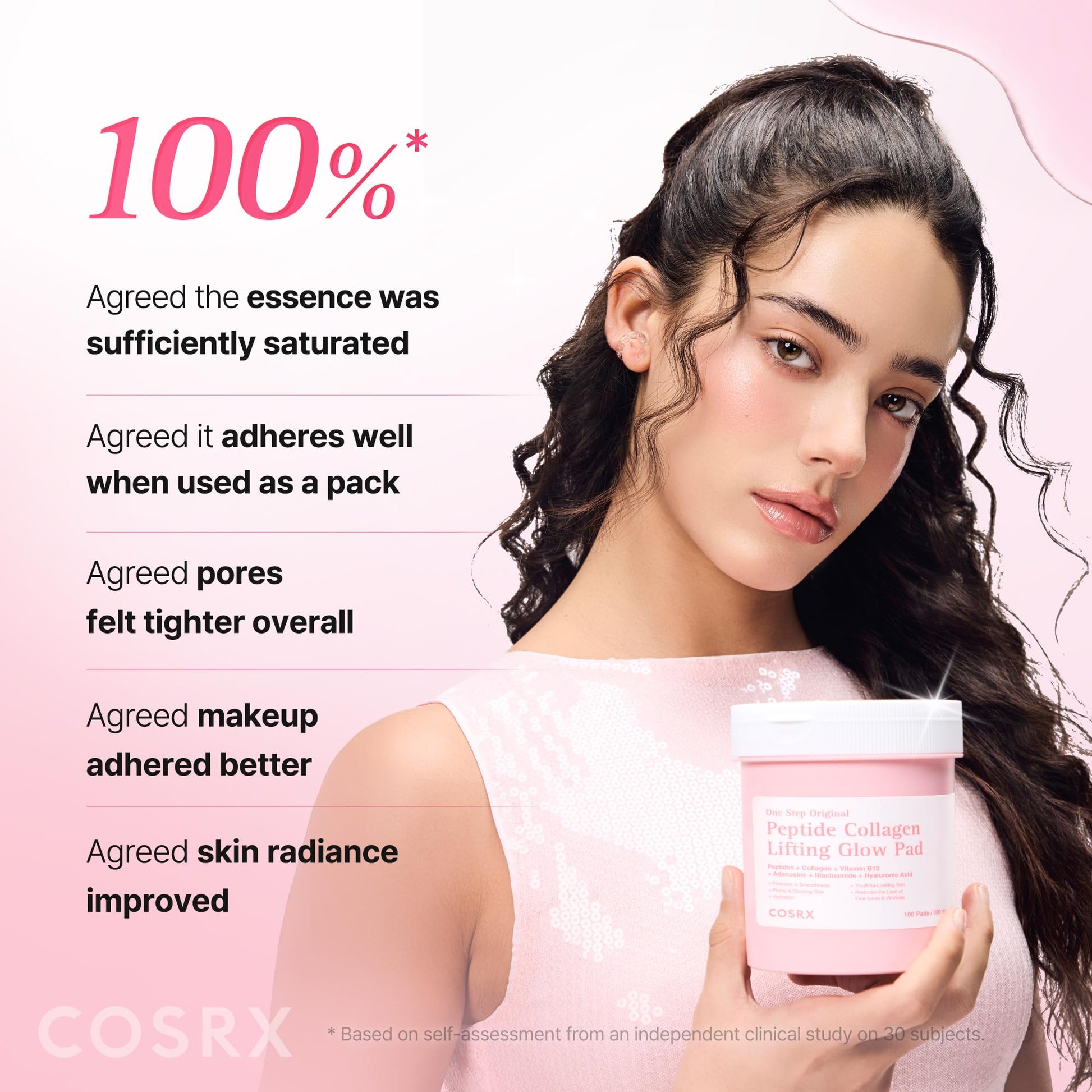 COSRX OneStep Peptide Collagen Toner Pads, Lifting & Glow Care (100 Pads)