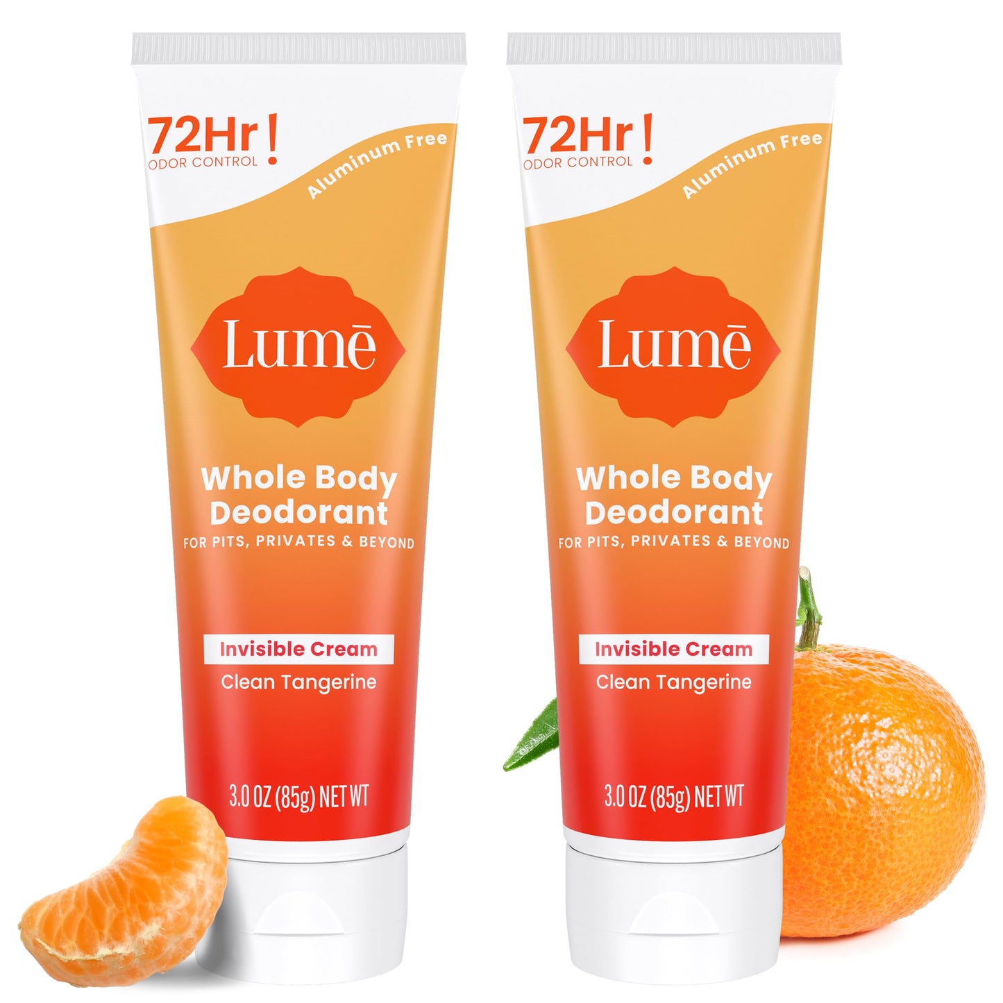 Lume Whole Body Deodorant - Cream Tube - 3 oz, 2 pk (Clean Tangerine)