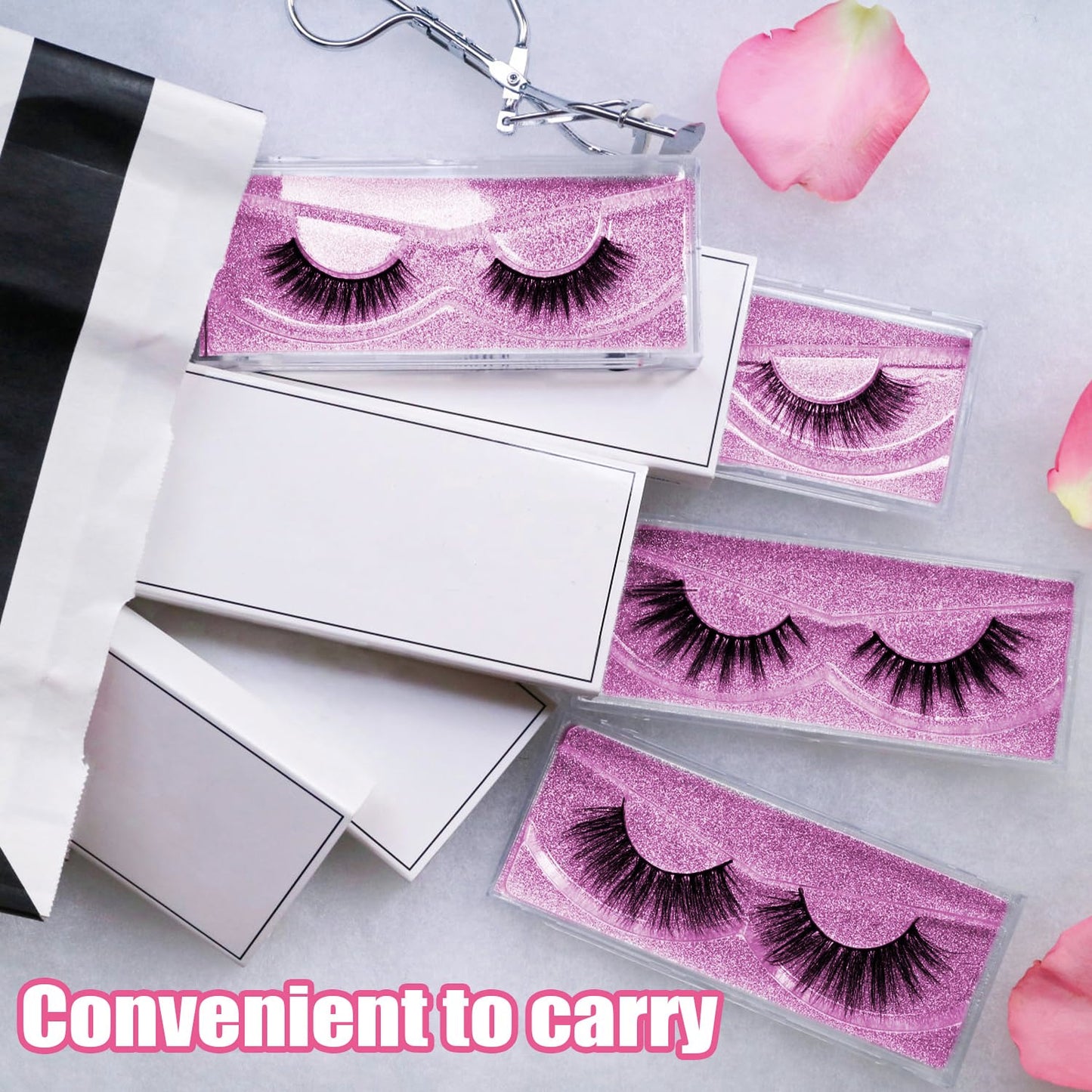 Empty Lash Boxes for False Eyelashes - 30 Pack Lash Cases, Customizable Eyelash Packaging, Bulk Lash Storage Containers, Lash Box Packaging, Premium Display & Protection (Rose)
