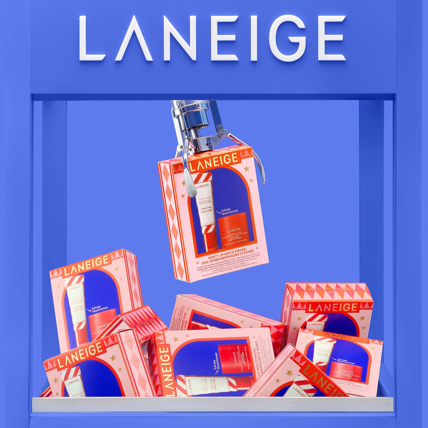 LANEIGE Minty Lip Duo: Peppermint Lip Sleeping Mask and Candy Cane Lip Glowy Balm for Soft