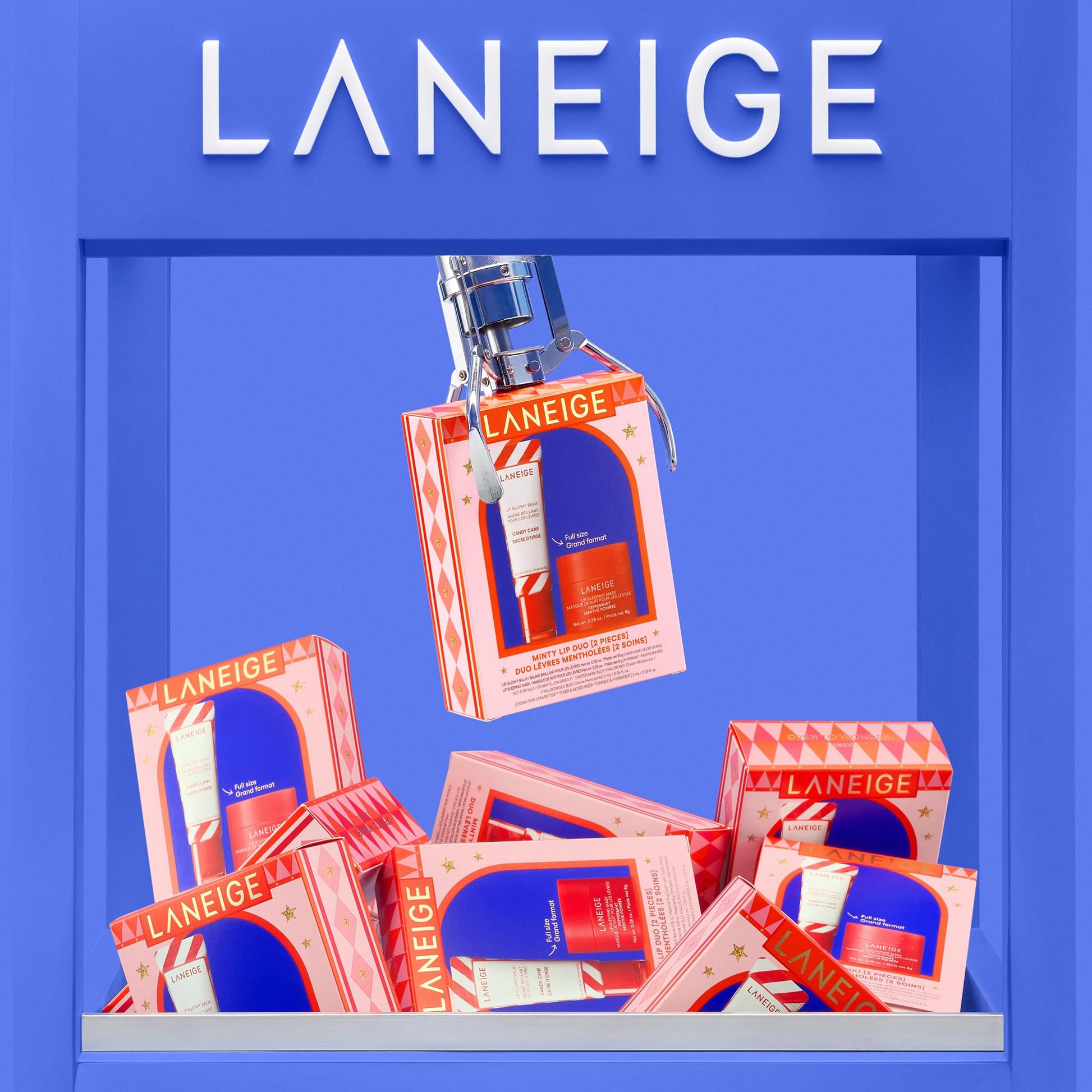 LANEIGE Minty Lip Duo: Peppermint Lip Sleeping Mask and Candy Cane Lip Glowy Balm for Soft