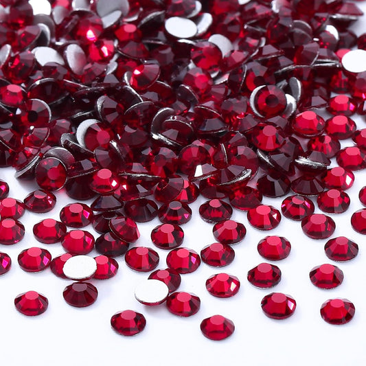 Siam Flatback Rhinestones, Glass Rhinestones for Nail Art and Craft, Glue Fix, Loose Crystal