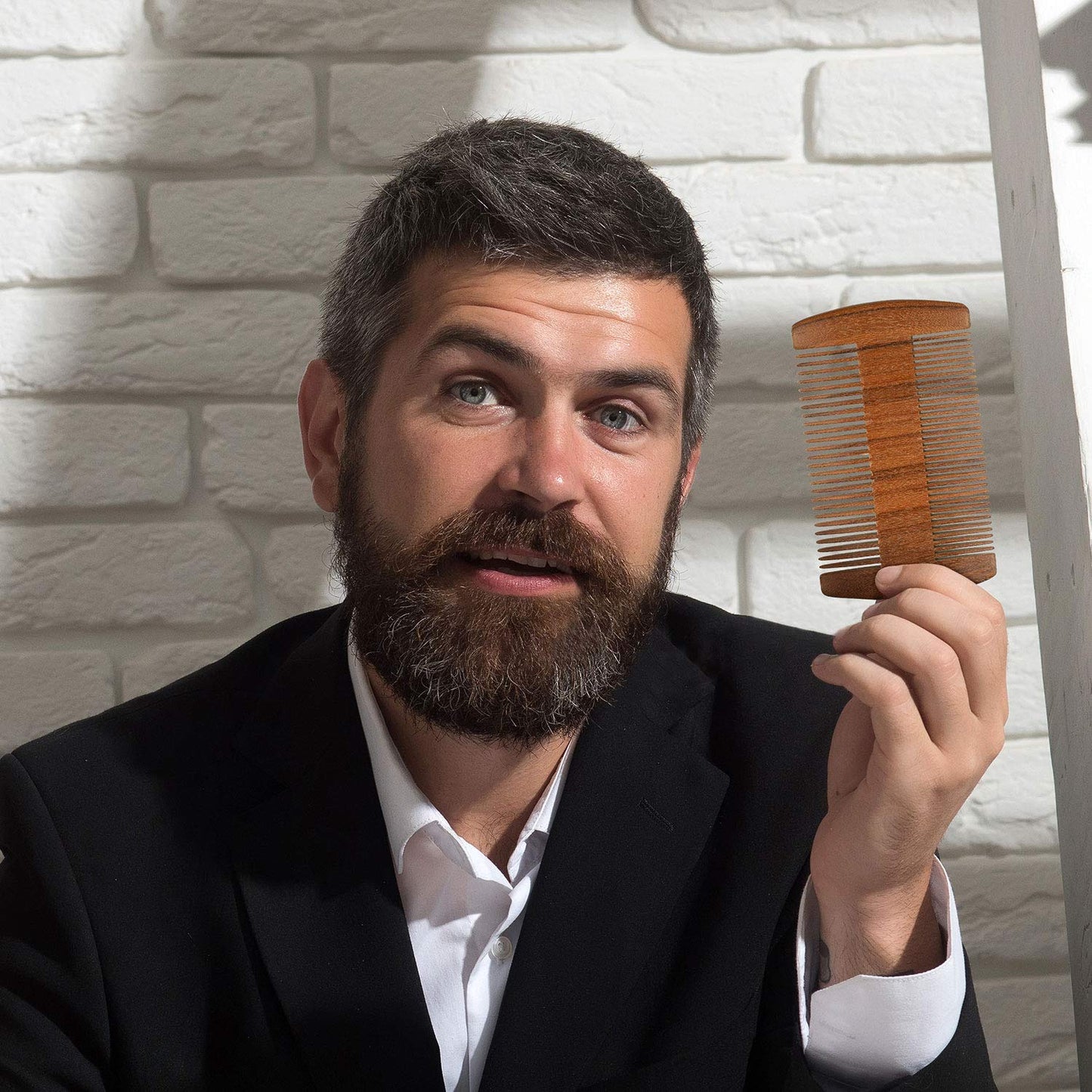 3 Pieces Beard Comb for Men Natural Sandalwood Wooden Mustaches Combs