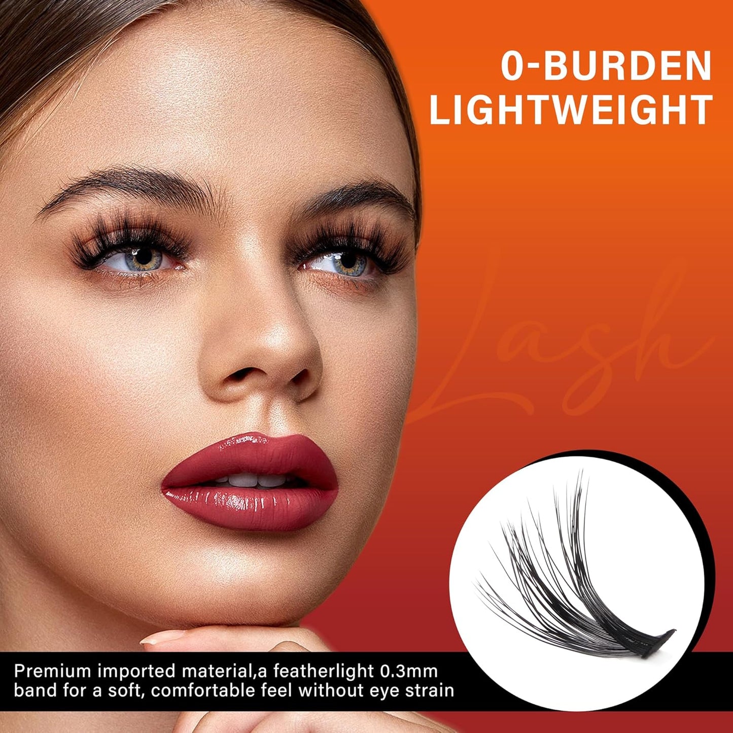 Lash Cluster 240pcs Individual Lashes,8-16mm Diy Lash Extension,C Curl Lash Clusters Wispy,3D Natural Lash Clusters Look Like Eyelash Extension DIY at Home (Orange 40P-C-8-16mix)