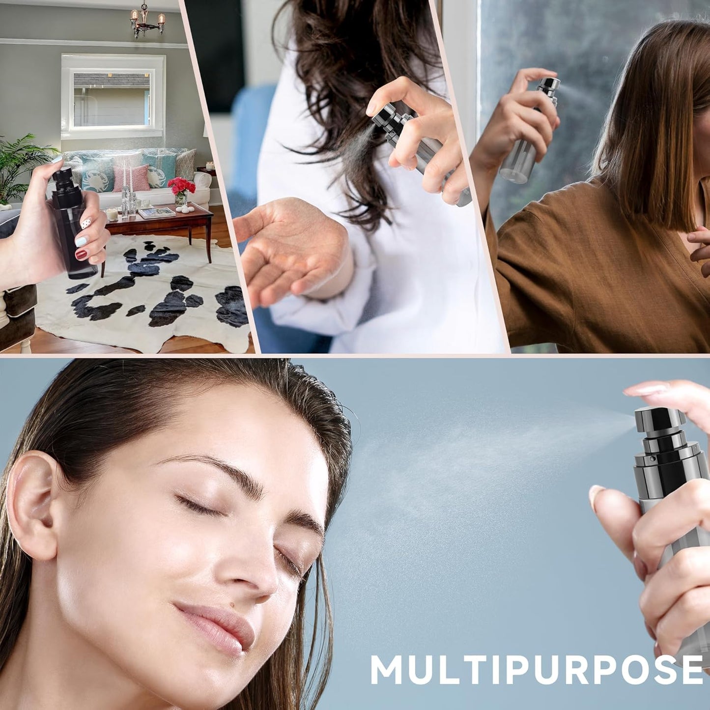 9Pack Small Spray Bottle, 2.7oz Black Plastic Fine Mist Mini Spray Bottles, Empty Refillable Travel Bottles for Hair, Cleaning, Salons, Planting, Skin Care