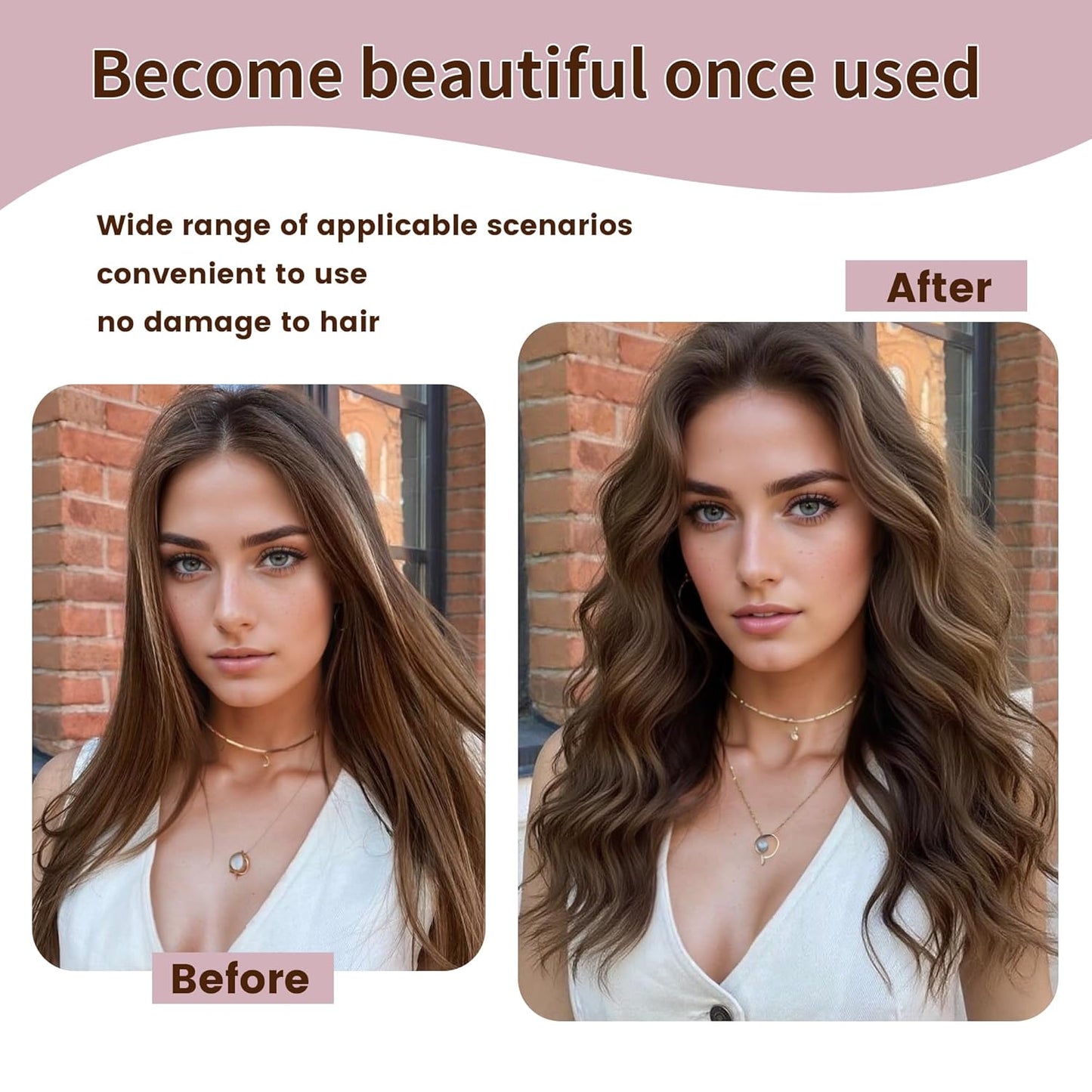 Heatless Curls Overnight Hair Curler - 4 Pcs Curling Rod to Sleep In, Velvet Hair Rollers with Satin Hair Scarf Girl's gift (Brown)