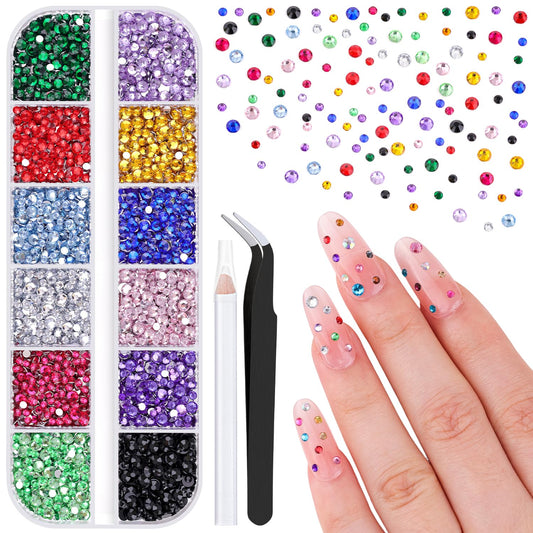 5000Pcs Small Resin Rhinestones for Nail Art, Colorful Rhinestone 2/3MM Flatback Bedazzling Gems