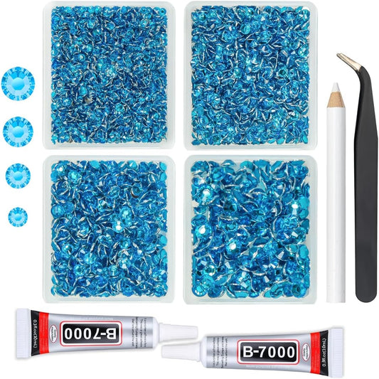 4 Boxes Classic Jean Blue Resin Crystal Rhinestones w B7000 Jewelry Glue for Bedazzling Crafting