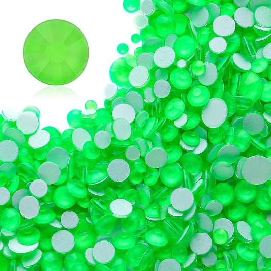 Neon Green Flatback Rhinestones, Glass Rhinestones for Nail Art and Craft, Glue Fix, Loose Crystal