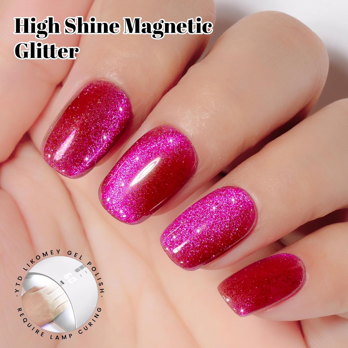 YTD Likomey Cat Eye Gel Nail Polish,15ml Orange Red Hot Pink Multi-Color Fall Winter UV Color Varnish with Magnet Stick,MY390