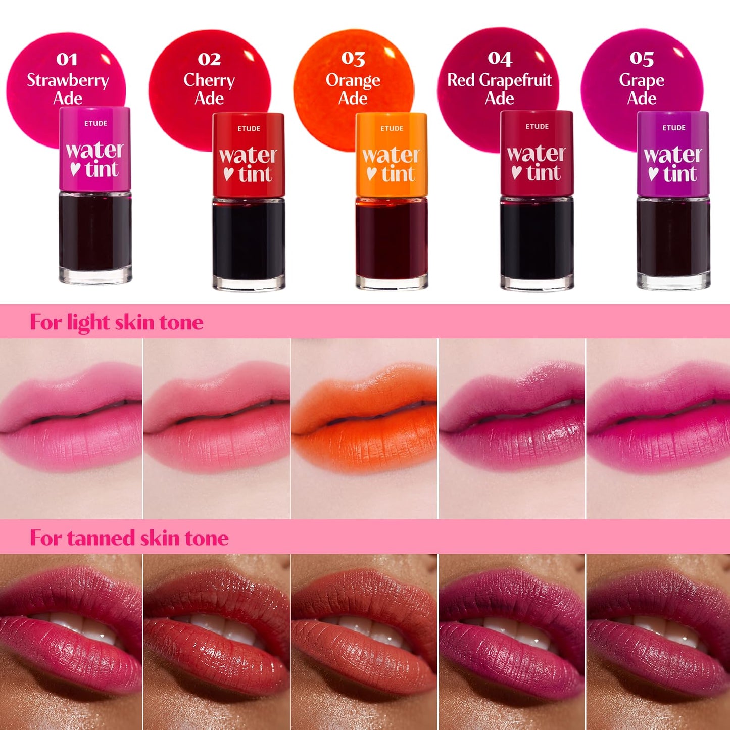 ETUDE Dear Darling Water Tint Lip and Cheek Stain, Tomato Ade, 9g