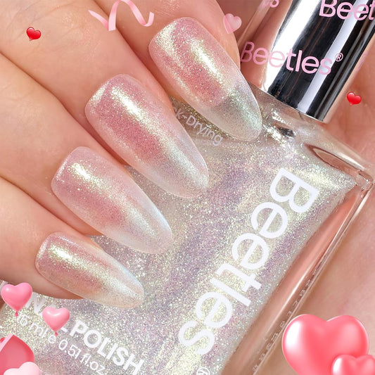 beetles Nail Polish Glitter Nail Lacquer Shimmer-Like Top Coat Fast Drying & Long Lasting Brilliant