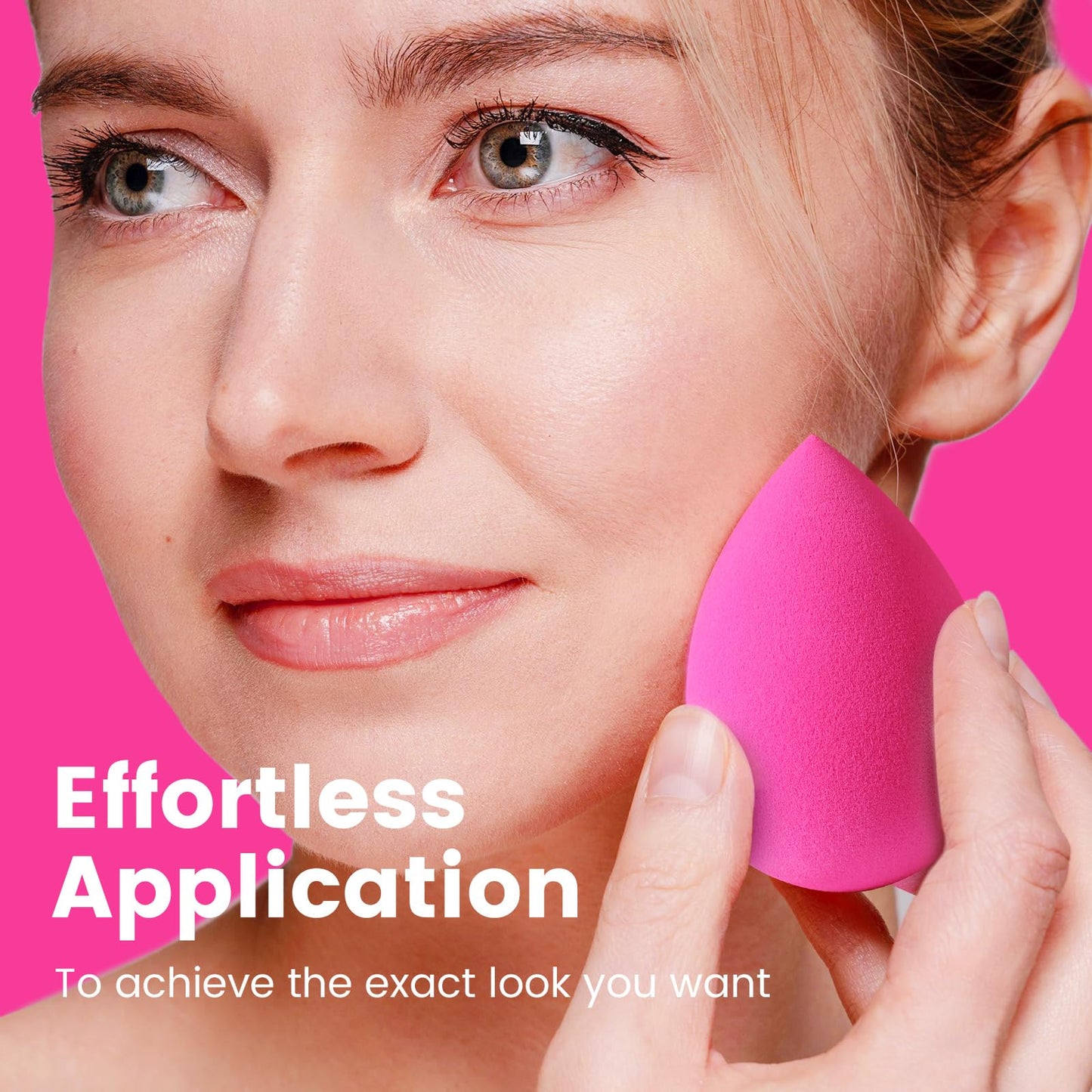 BEAKEY Makeup Sponges 5 Pack, Rose Pink Beauty Sponge for Foundation