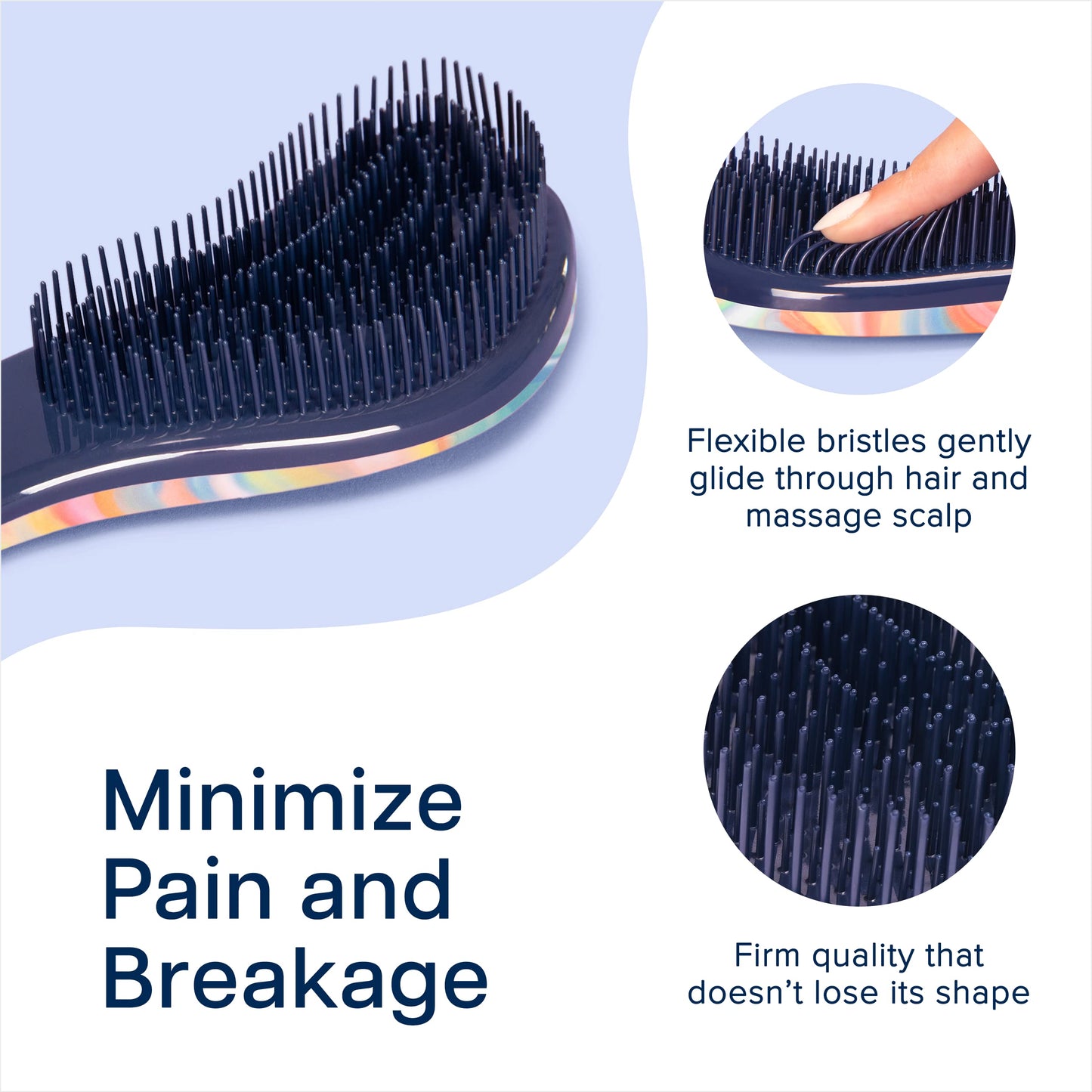Crave Naturals Glide Thru Detangler Brush Pack of 2 - Curly Hair Brush for Women and Kids - Wet and