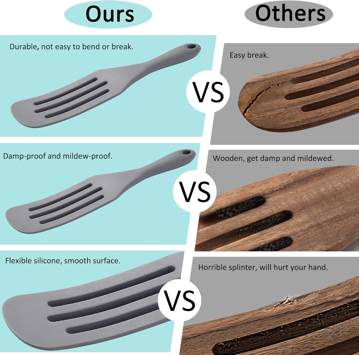 Tongjude Silicone Spurtle Set, Silicone Spatula Set, Heat Resistant Cooking Utensil for Nonstick Cookware, Serving，Baking, Whisking, Smashing, Scooping, Spreading, 4 Piece