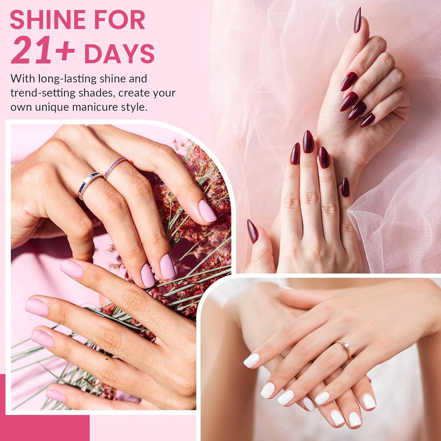 VANREESA 42 Pcs Gel Nail Polish Kit with U V Light 24 Colors Gel Polish Nail Set Glossy & Matte Top Coat Complete Nail Kit with Manicure Tools for All Seasons Gifts for Women Girls