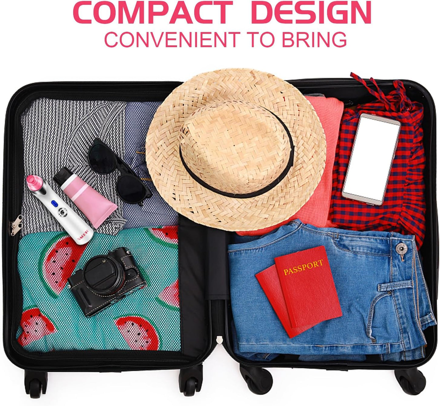 Blackhead Remover Pore Vacuum, Face Suction Pore Cleanser, 5 Suction Power Electric Blackhead Extractor Tool, 4 Probes, Blackhead Suction Remover for Women & Men (Pink)