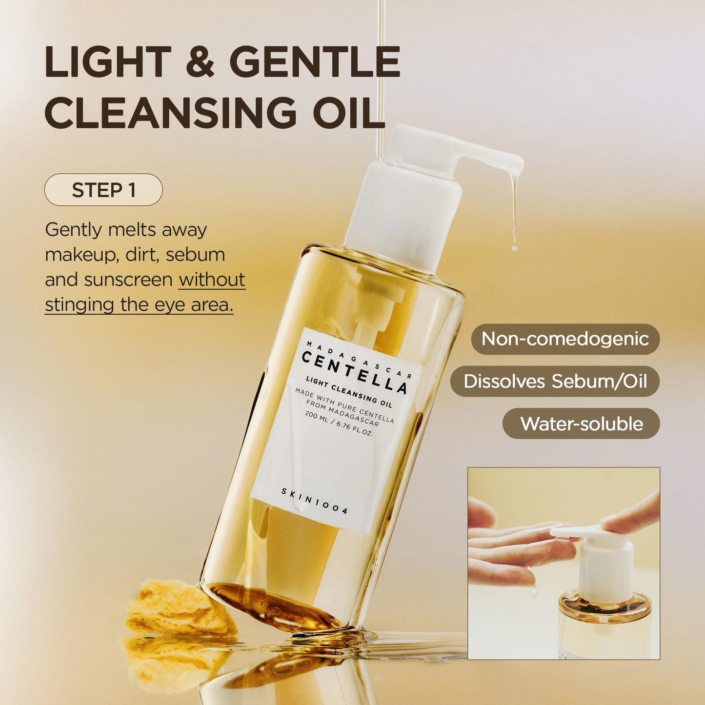 SKIN1004 Centella Double Cleansing Duo, Cleansing Oil 6.76 fl.oz & Ampoule Foam Cleanser 4.23