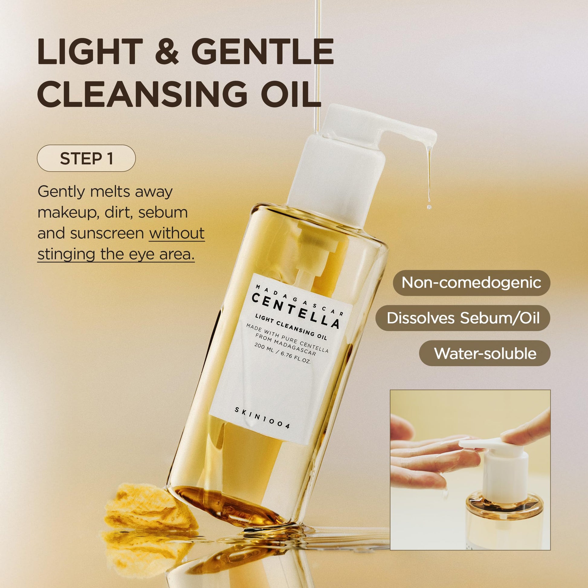 SKIN1004 Centella Double Cleansing Duo, Cleansing Oil 6.76 fl.oz & Ampoule Foam Cleanser 4.23