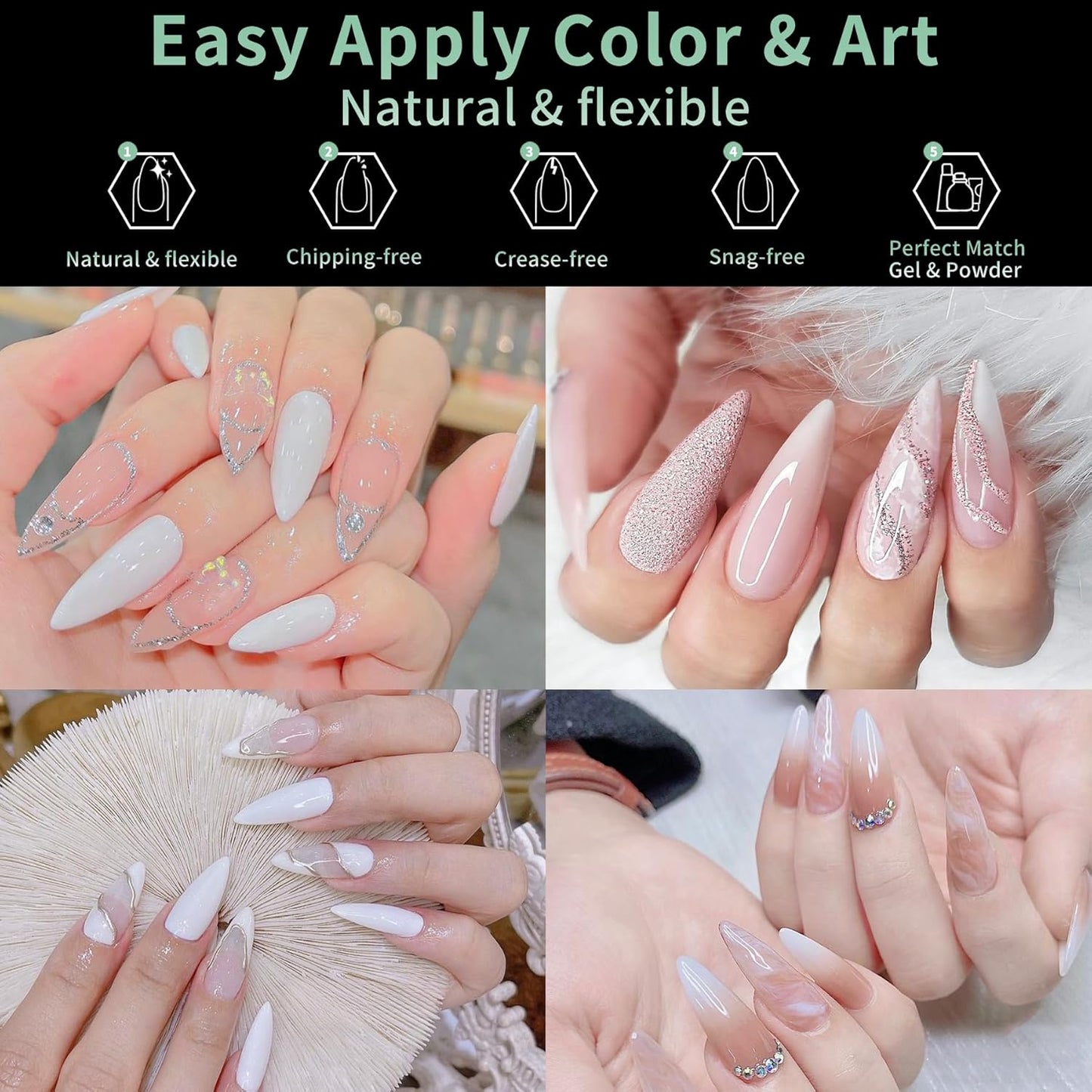 Long Stiletto Nail Tips, 216pcs Acrylic Fake Nails Gel Nail Tips Soft, Full Cover Pre-Shaped Matte Clear Press on Nails for Extension, Diy at Home Manicure 12 Sizes