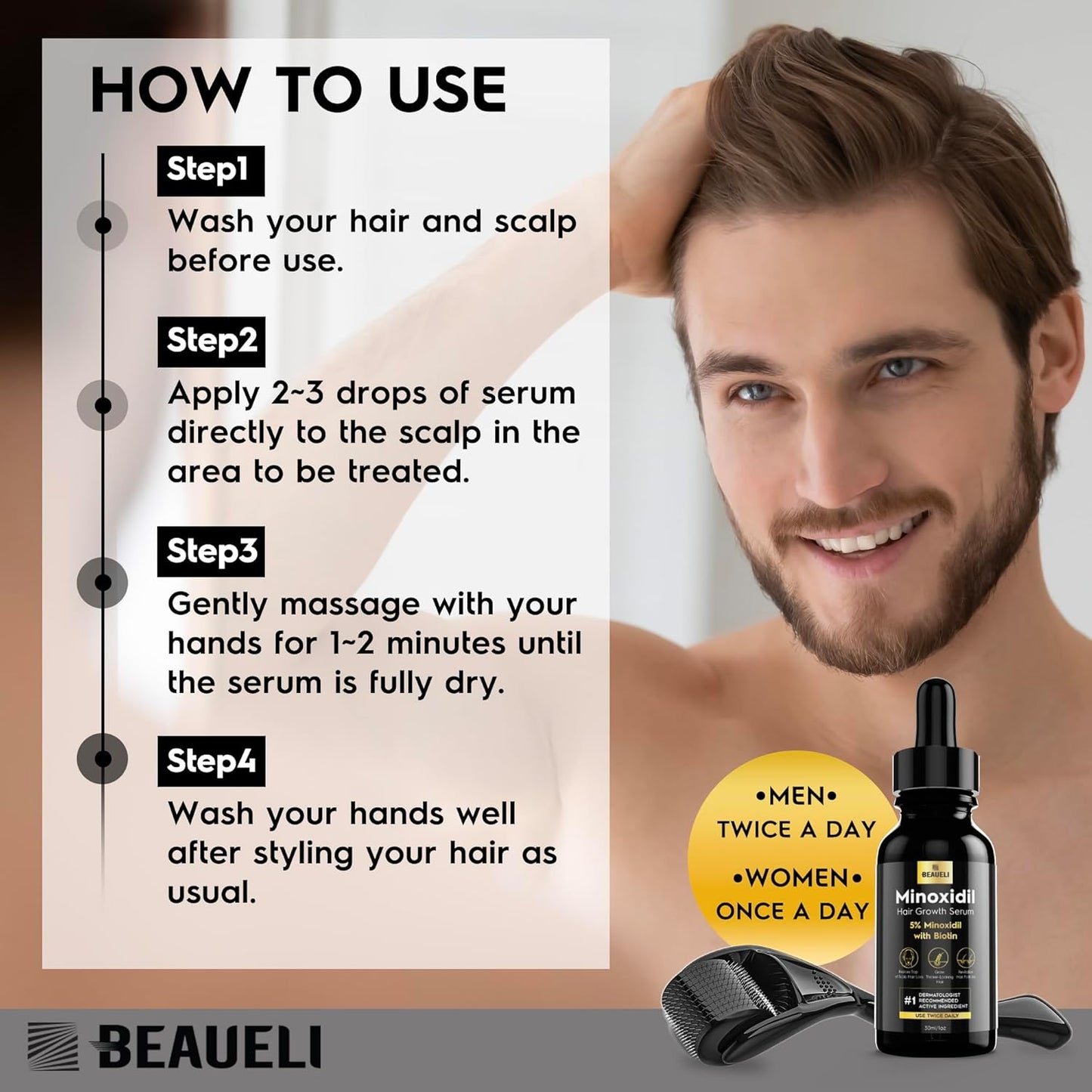 5% Minoxidil Hair Growth for Men and Women: Extra Strength Minoxidil Regrowth Treatment Serum for Thinning Hair Loss to Grow Thicker Fuller Faster 30ml 3Bottles