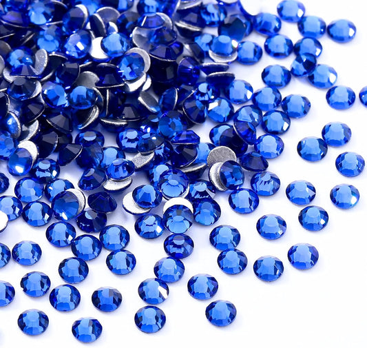 Sapphire Flatback Rhinestones, Glass Rhinestones for Nail Art and Craft, Glue Fix, Loose Crystal