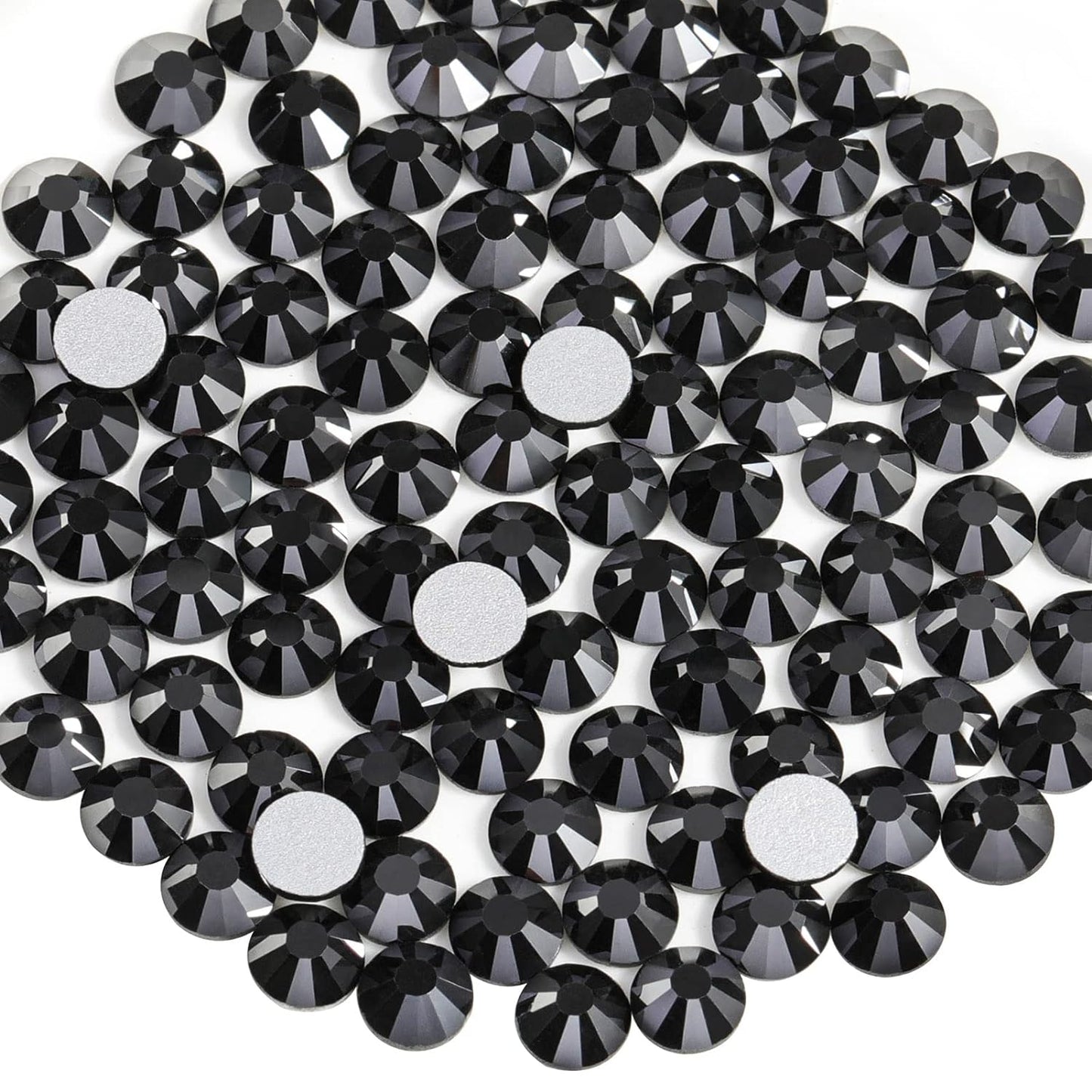 Beadsland 288pcs Flat Back Crystal Rhinestones Round Gems for Nail Art and Craft Glue Fix, Jet Hematite,SS30,6.3-6.5mm