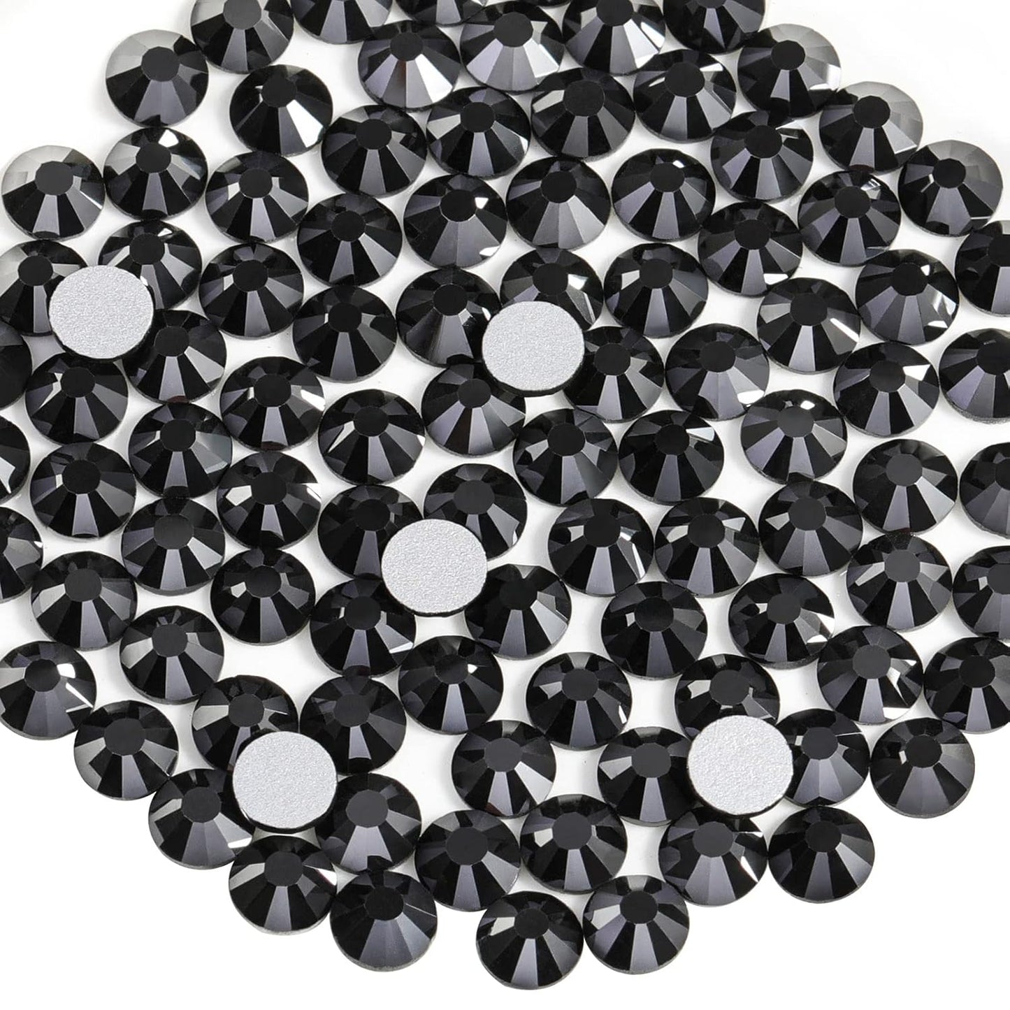 Beadsland 1440pcs Flat Back Crystal Rhinestones Round Gems for Nail Art and Craft Glue Fix, Jet Hematite,SS16,3.8-4.0mm