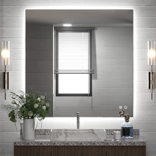 TETOTE 36 x 36 Inch LED Backlit Mirror with Light Bathroom,Anti-Fog,Dimmable,CRI90+,IP 54Water Proof,Vanity Mirror with Light,Wall Mounted,Horizontal/Vertical