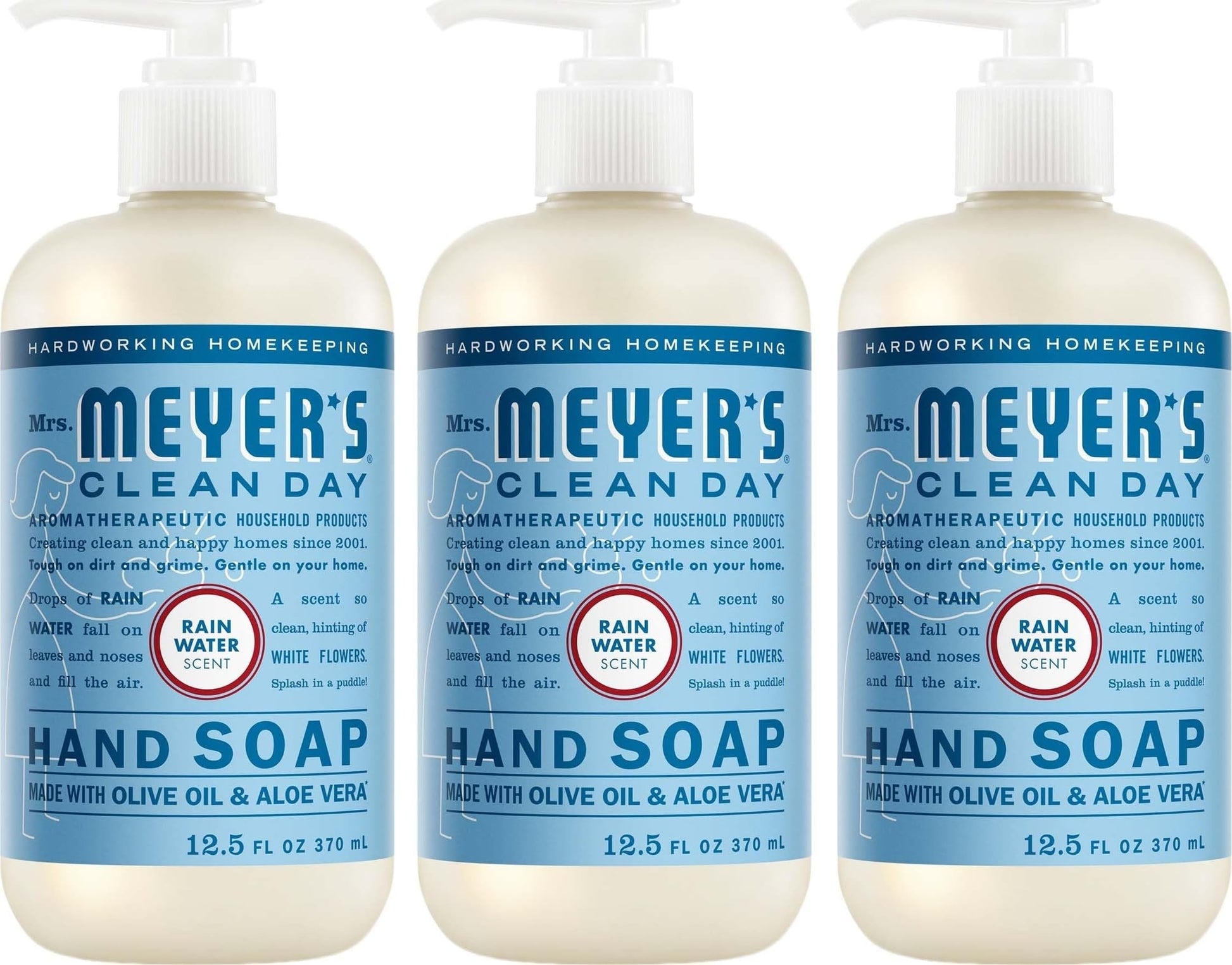 MRS. MEYER'S CLEAN DAY Hand Soap, Rain Water Scent, 12.5 Fl Oz Bottle - 3 Pack