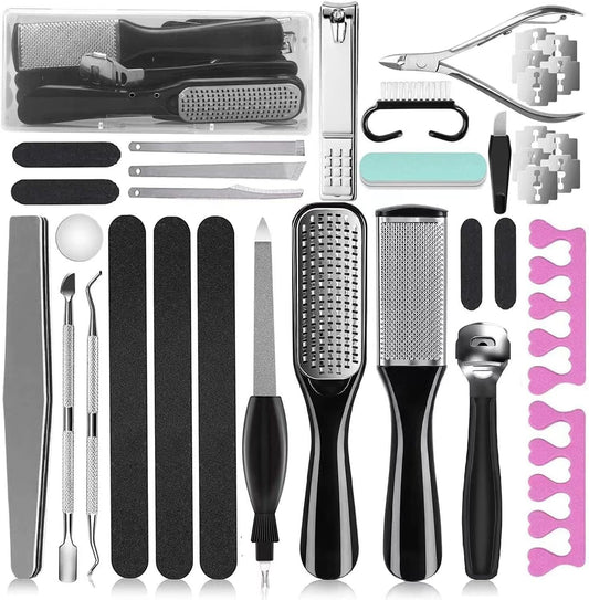 Pedicure Kit, 36 in 1 Foot Care Tools Stainless Steel Foot Rasp Dead Skin Remover for Home & Travel…