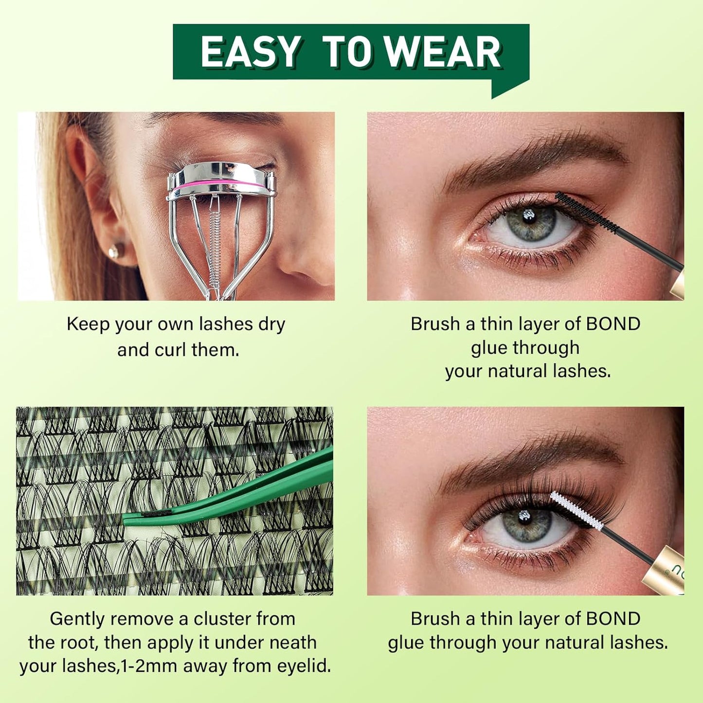 Natural Lash Clusters Wispy Eyelash Clusters 144 pcs Cluster Eyelash Extensions D Curl Individual Lashes 8-18MIX Mix Length Light and Natural Lashes Look with Thin Lash Band by KEYYOU(N02-8-18MIX-D)