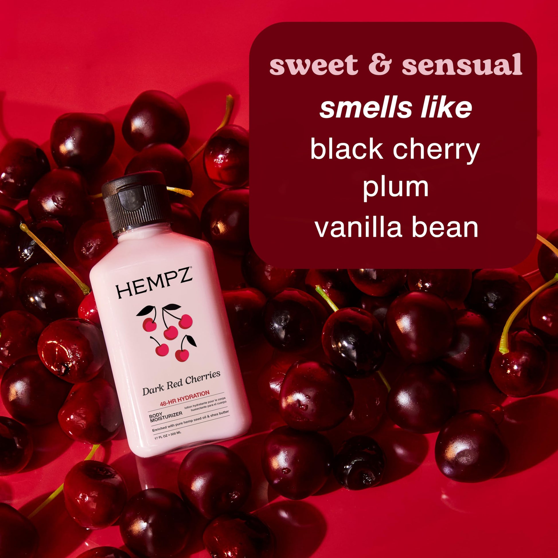 Hempz Dark Red Cherries Moisturizing Body Lotion - 17 Fl Oz