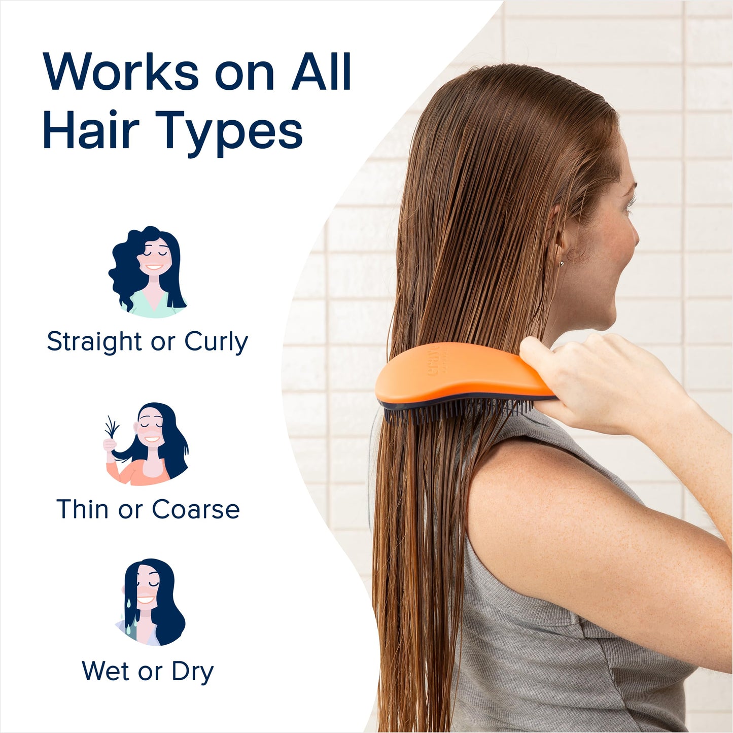 Crave Naturals Glide Thru Hair Brush - 2 Pack Detangler Brush for Curly, Straight, Wet or Dry Hair