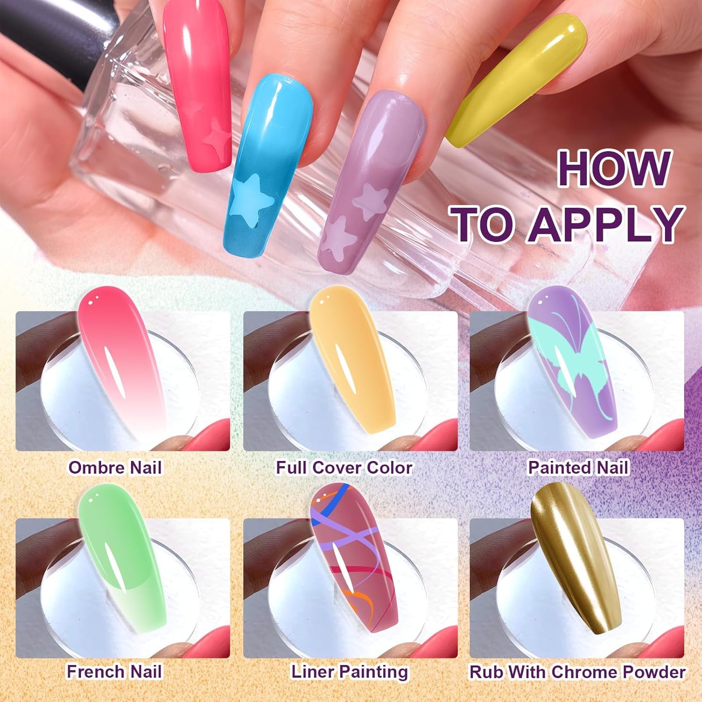 Gradient Painting Gel, 12 Bright Colors Ombre Gel Nail Polish for Pigment Pat Aura Nails, French Manicure DIY Nail Art Long-lasting No-wipe Cream Color Palette Lullaby Set