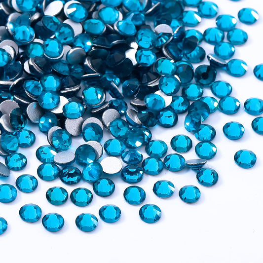 Malachite Blue Flatback Rhinestones, Glass Rhinestones for Nail Art and Craft, Glue Fix, Loose