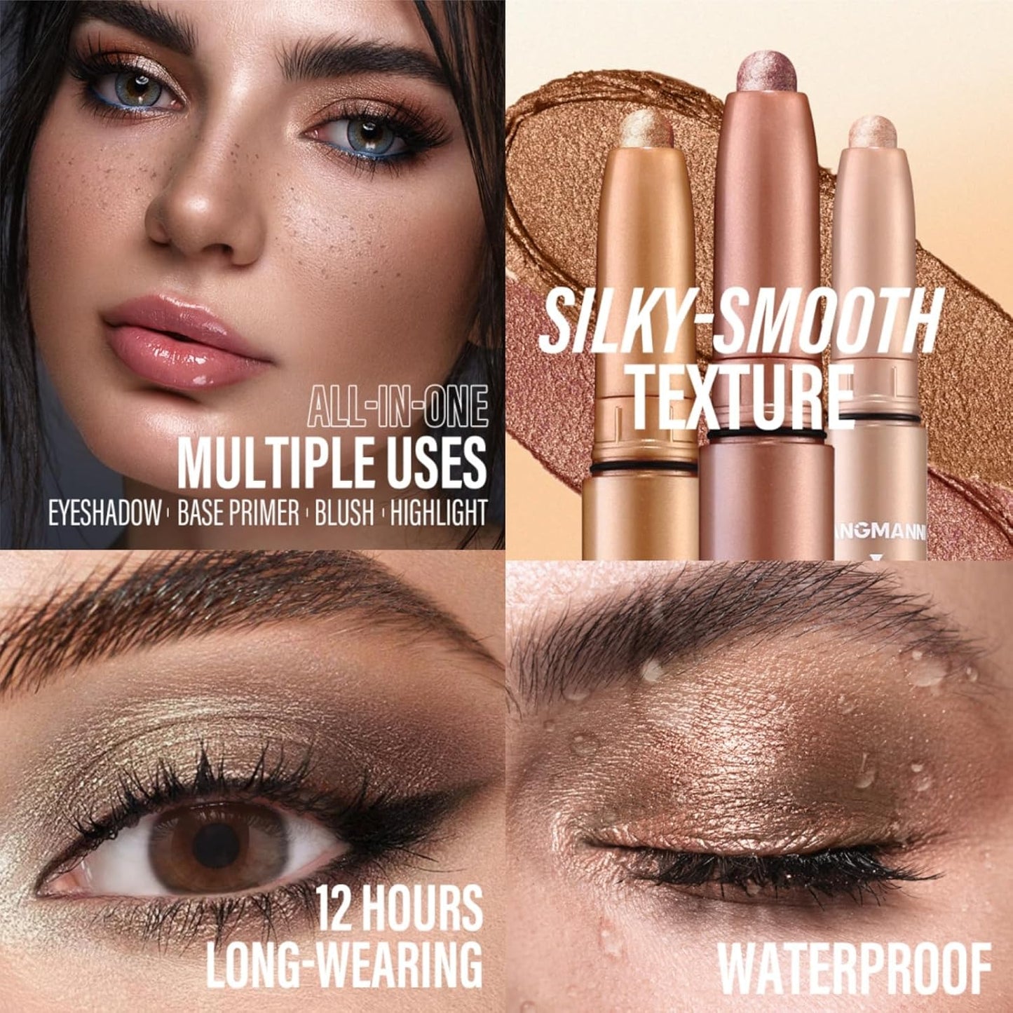 Jolilab Eyeshadow Stick Set, 2 Colors Matte Professional Bright-Colored Contouring and Highlight Eyeshadow Stick, Cream Waterproof Long Lasting High Pigmented Eye Shadow. (2, 11+23 2pcs)