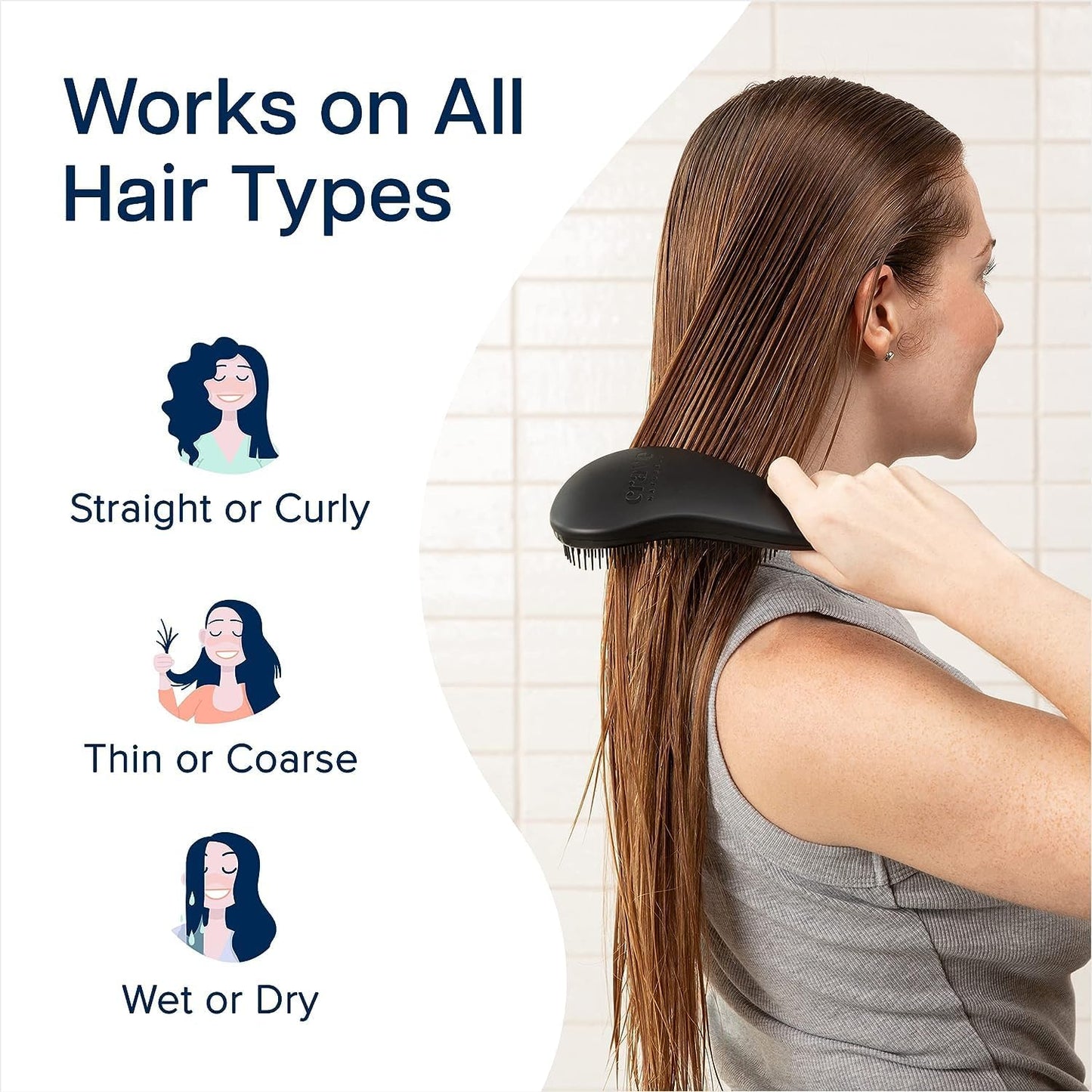 Crave Naturals Biggie Glide Thru Hair Brush - Detangler Brush for Curly, Straight, Wet or Dry Hair