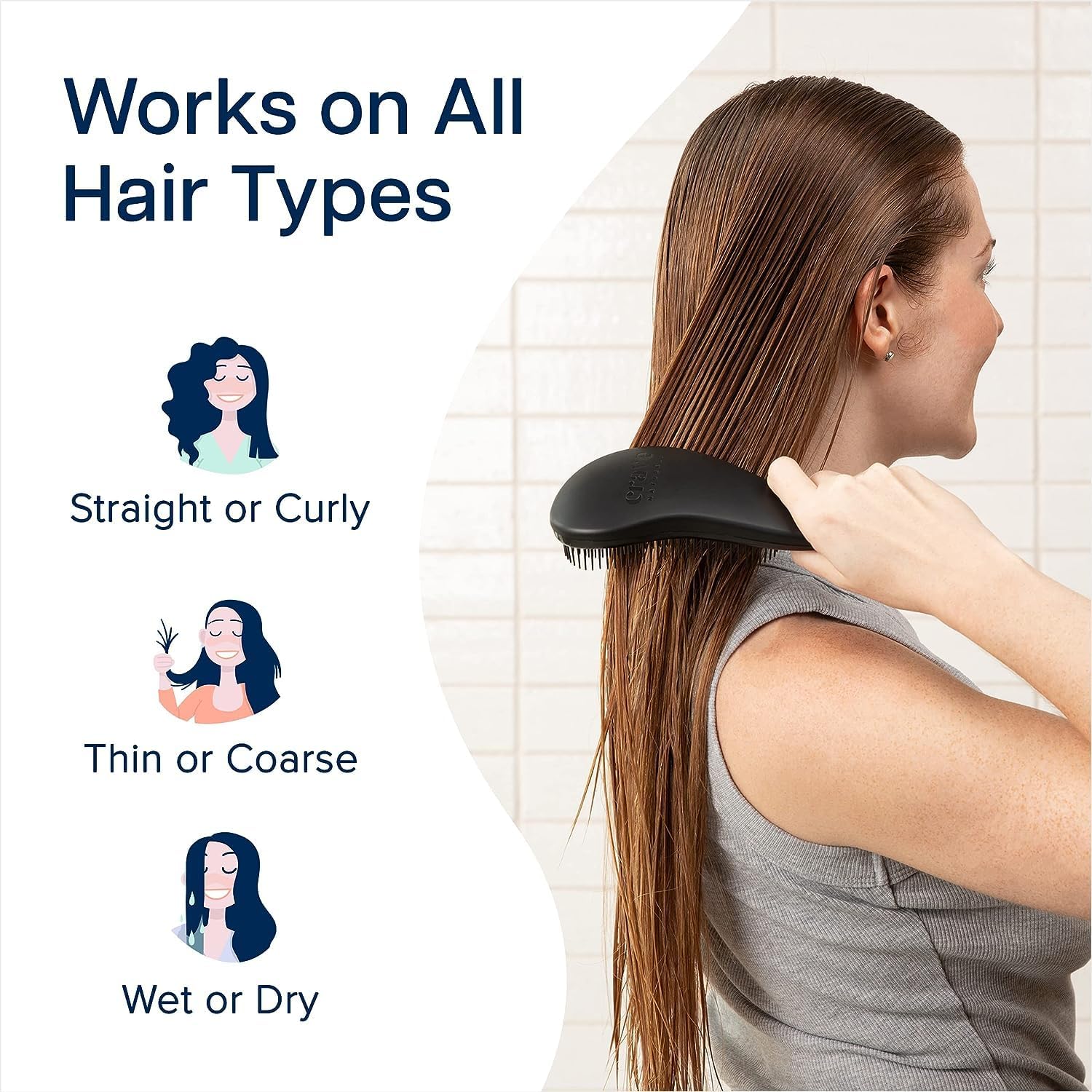 Crave Naturals Biggie Glide Thru Hair Brush - Detangler Brush for Curly, Straight, Wet or Dry Hair