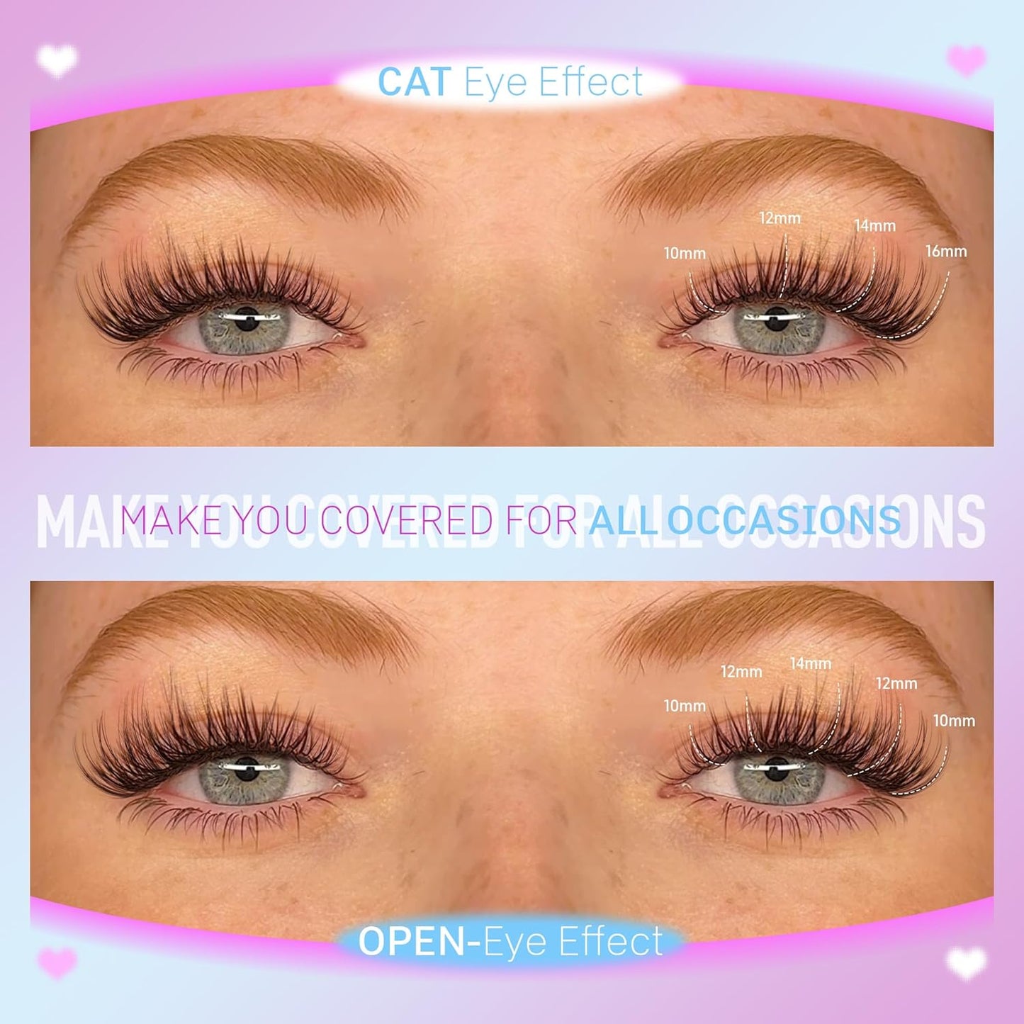 Pawotence Wispy Lash Clusters Natural Cluster Lashes Extension DIY Natural Eyelash Clusters Extension 10-16mm Individual Lashes False Eyelashes Wispy Soft Cluster Eyelash Extensions