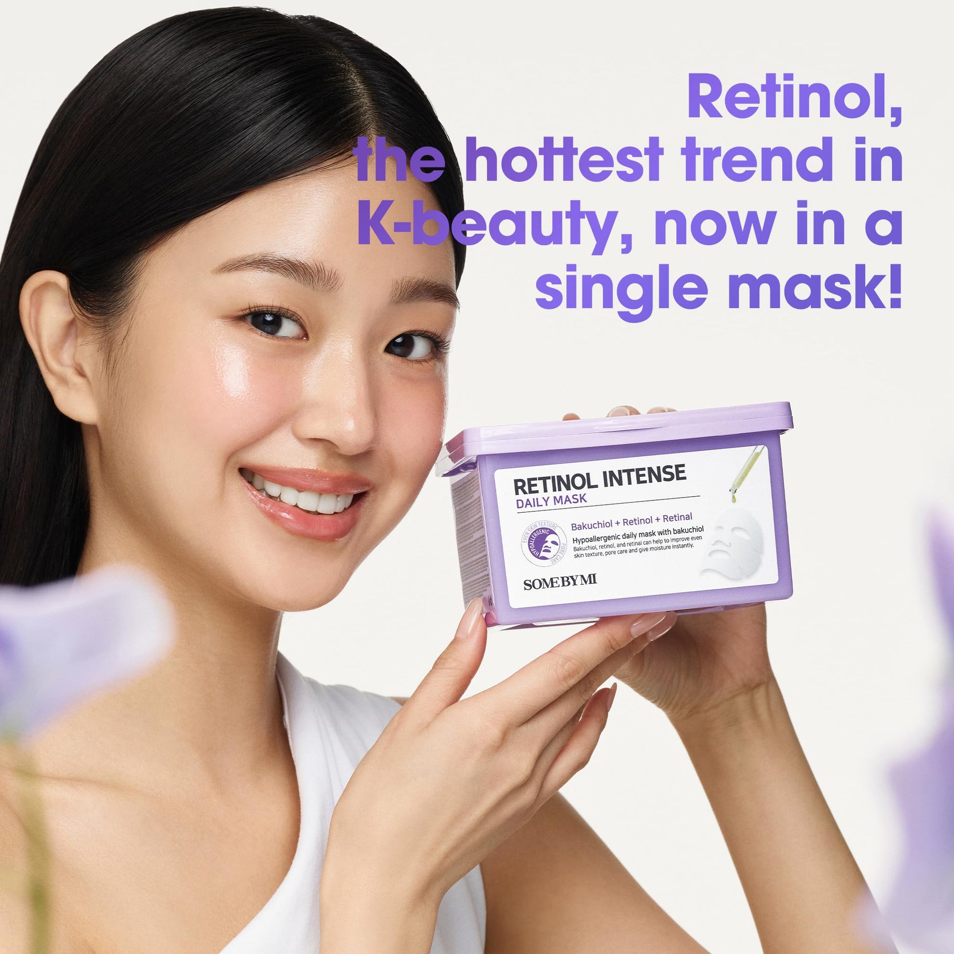 SOME BY MI Retinol Intense Daily Mask - 30 Sheets, 11.8Oz - Mild Korean Retinol Vegan Face Sheet
