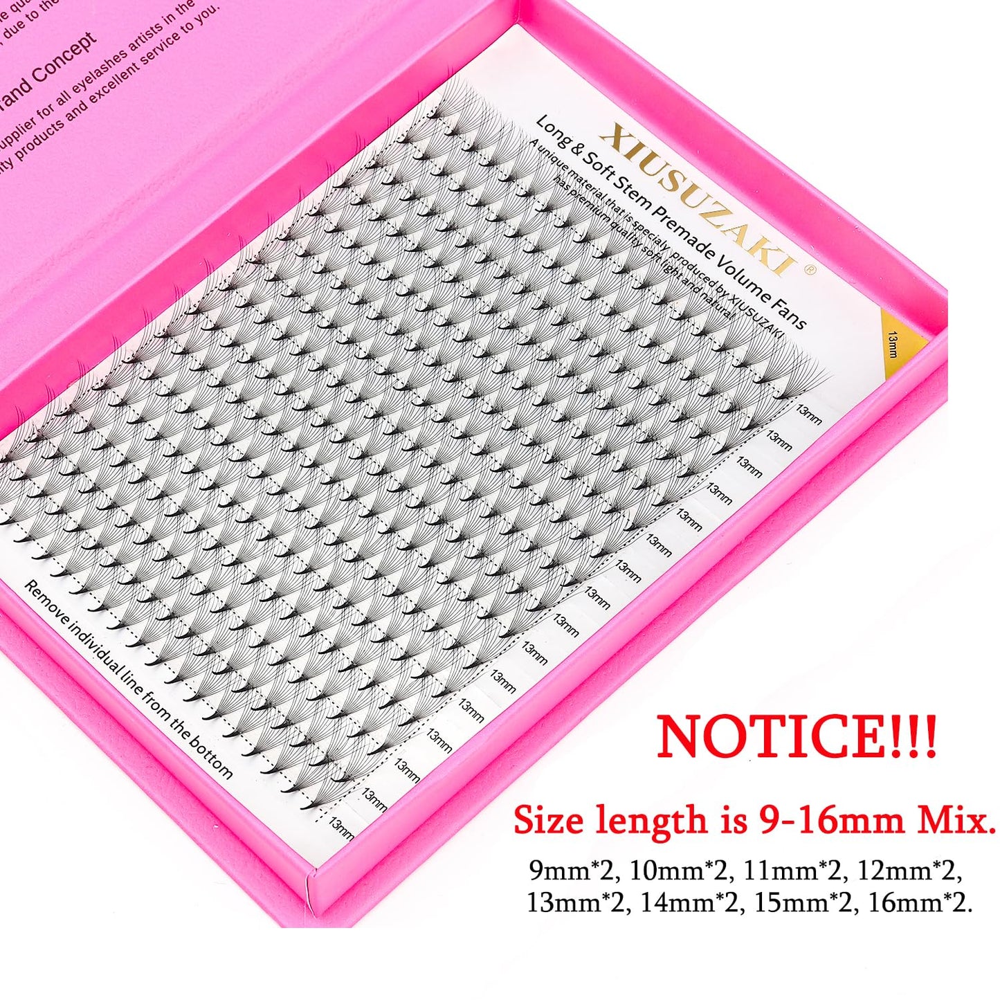 Premade Fans Eyelash Extensions 14D Volume Lash Extensions 0.03 Thickness Eyelash Extension D Curl Premade Lash Fans Mix 9-16mm Fluffy Soft Handmade Lash Fan(14D-0.03-D,9-16mm)