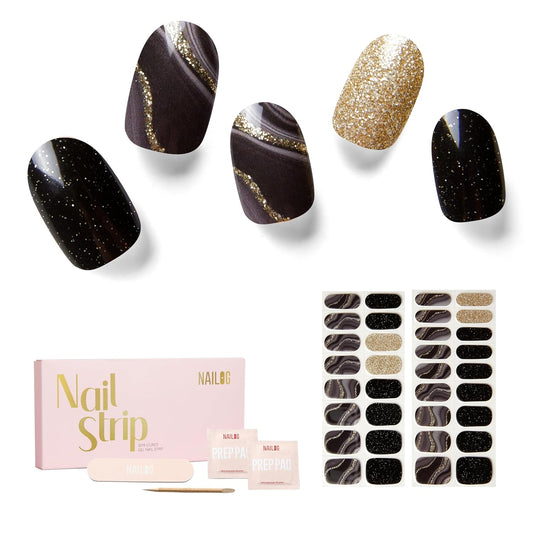 Nailog Semi Cured Gel Nail Strips 34 pcs | Buy 2 Get 1 UV Lamp | Long Lasting Nail Polish Sticker
